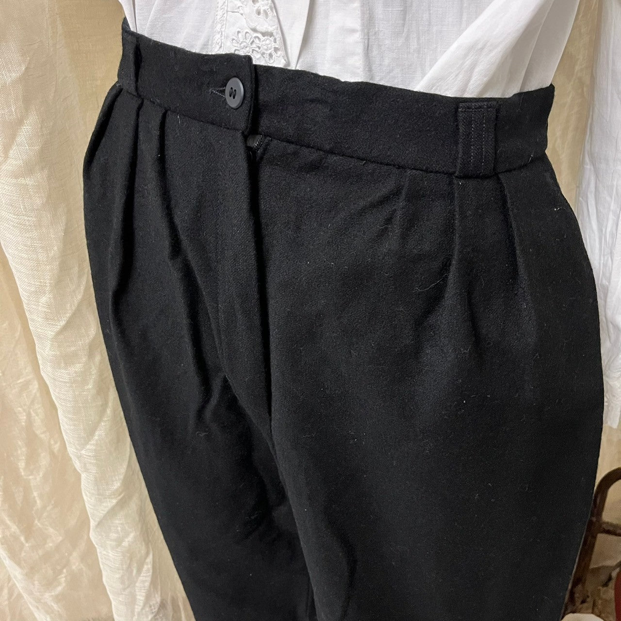 Euro Vintage(ヨーロッパヴィンテージ) the moon_70's wool tapered pants/ウールテーパードパンツ 44(Lサイズ程度) ブラック