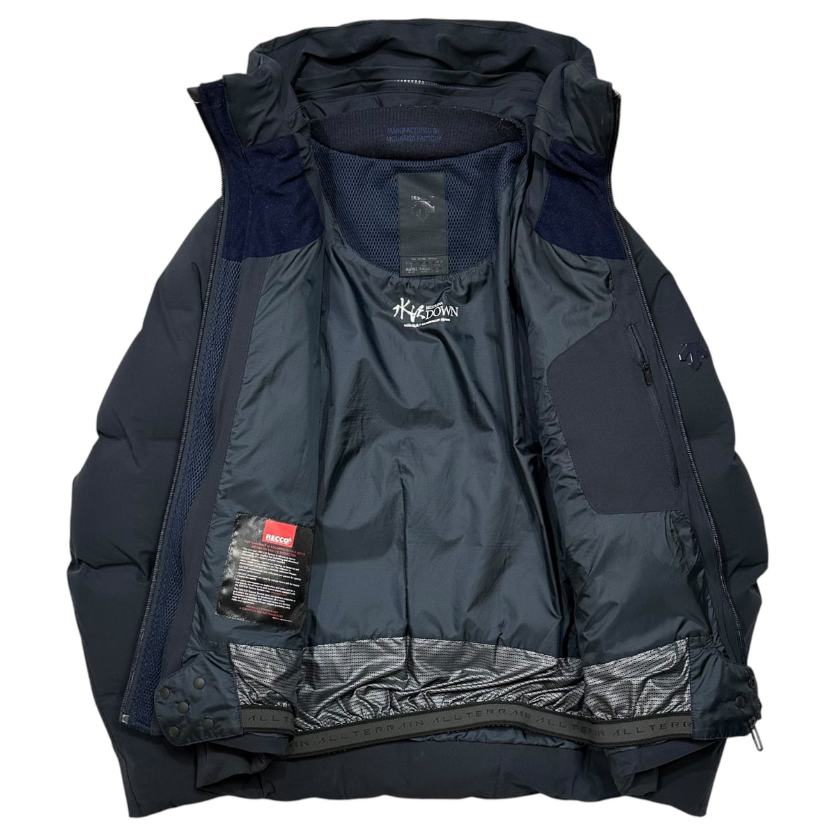 DESCENTE ALLTERRAIN(デサント オルテライン) Mizusawa Down Hooded Full-Zip Down Jacket 水沢ダウン フーデッド フルジップ ダウン ジャケット S ネイビー DIA3471