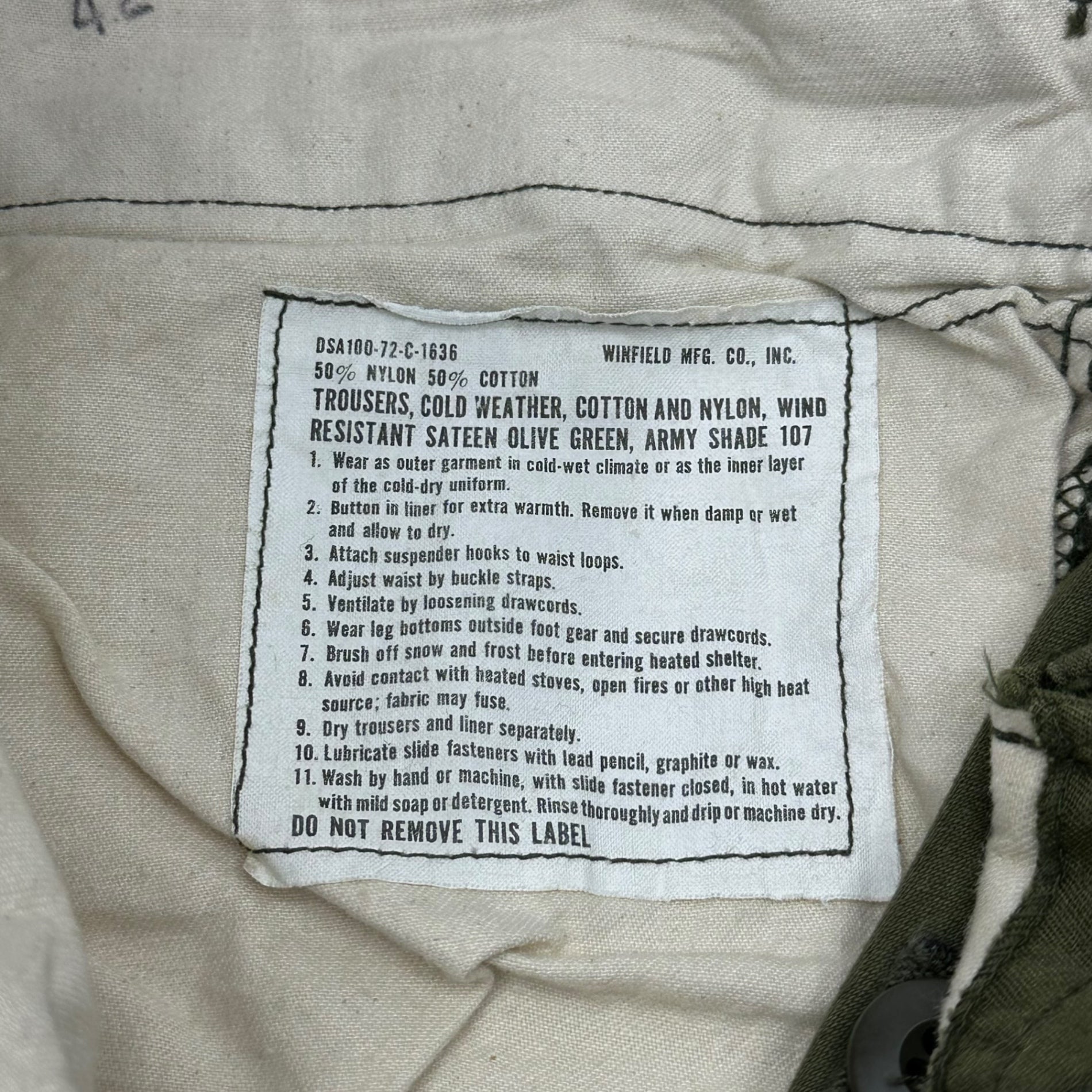 US ARMY(アメリカ軍) 70's M-65 cargo pants カーゴ パンツ ミリタリー 8415-782-2950 S カーキ 70年代 ヴィンテージ 72年製 WINFIELD社製