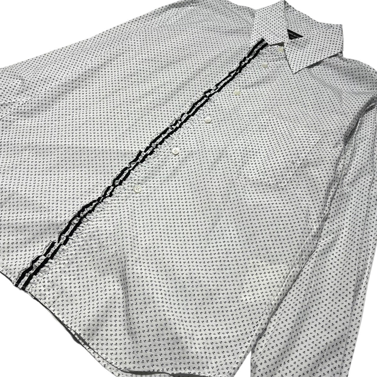 COMME des GARCONS HOMME PLUS(コムデギャルソンオムプリュス) 12AW center ruffle shirt センター フリル シャツ PJ-B037 XS ホワイト×ブラック AD2012