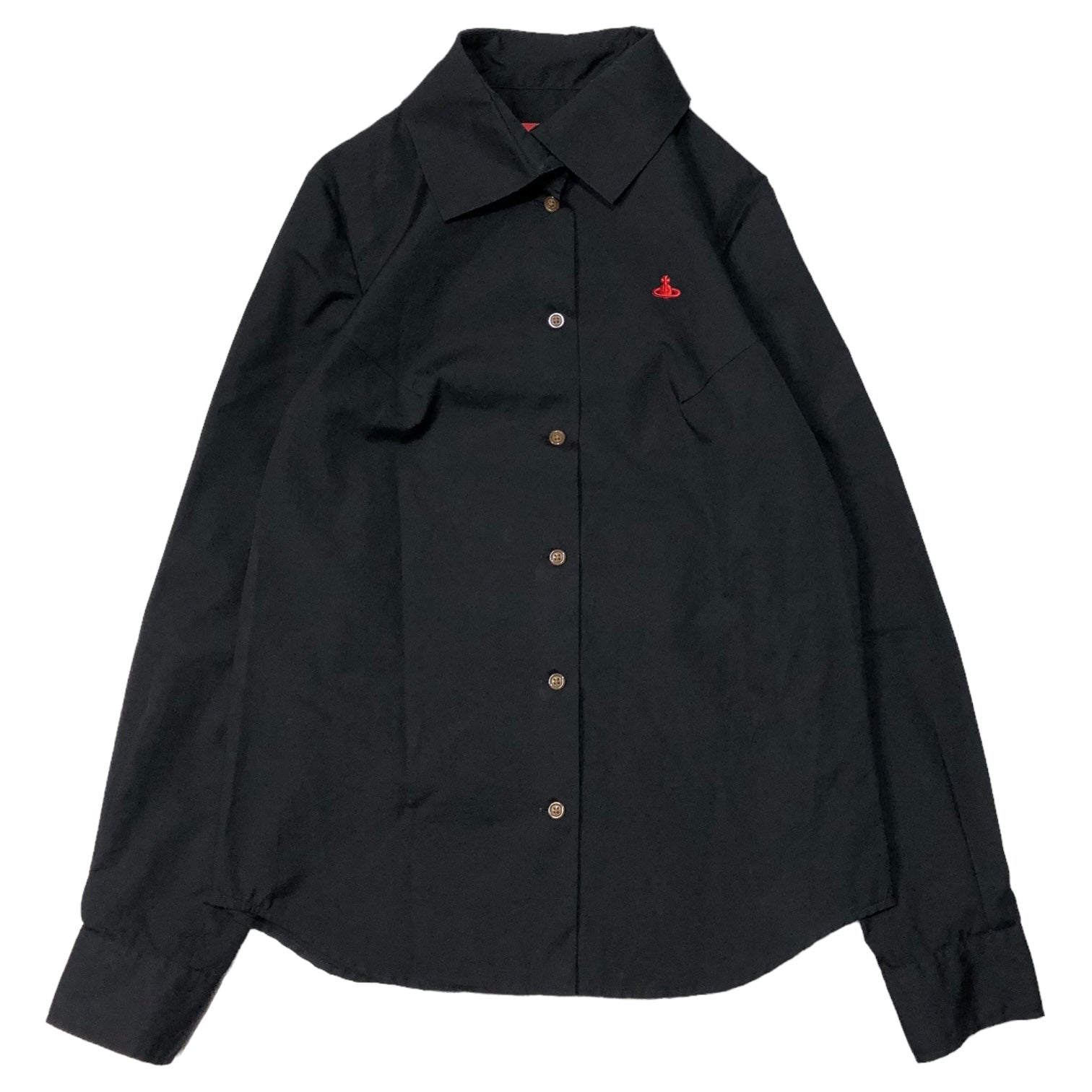 Vivienne Westwood RED LABEL(ヴィヴィアンウエストウッドレッドレーベル) One point orb long sleeve shirt ワンポイントオーブ長袖シャツ 16-03-862001 2(M程度) ブラック×レッド