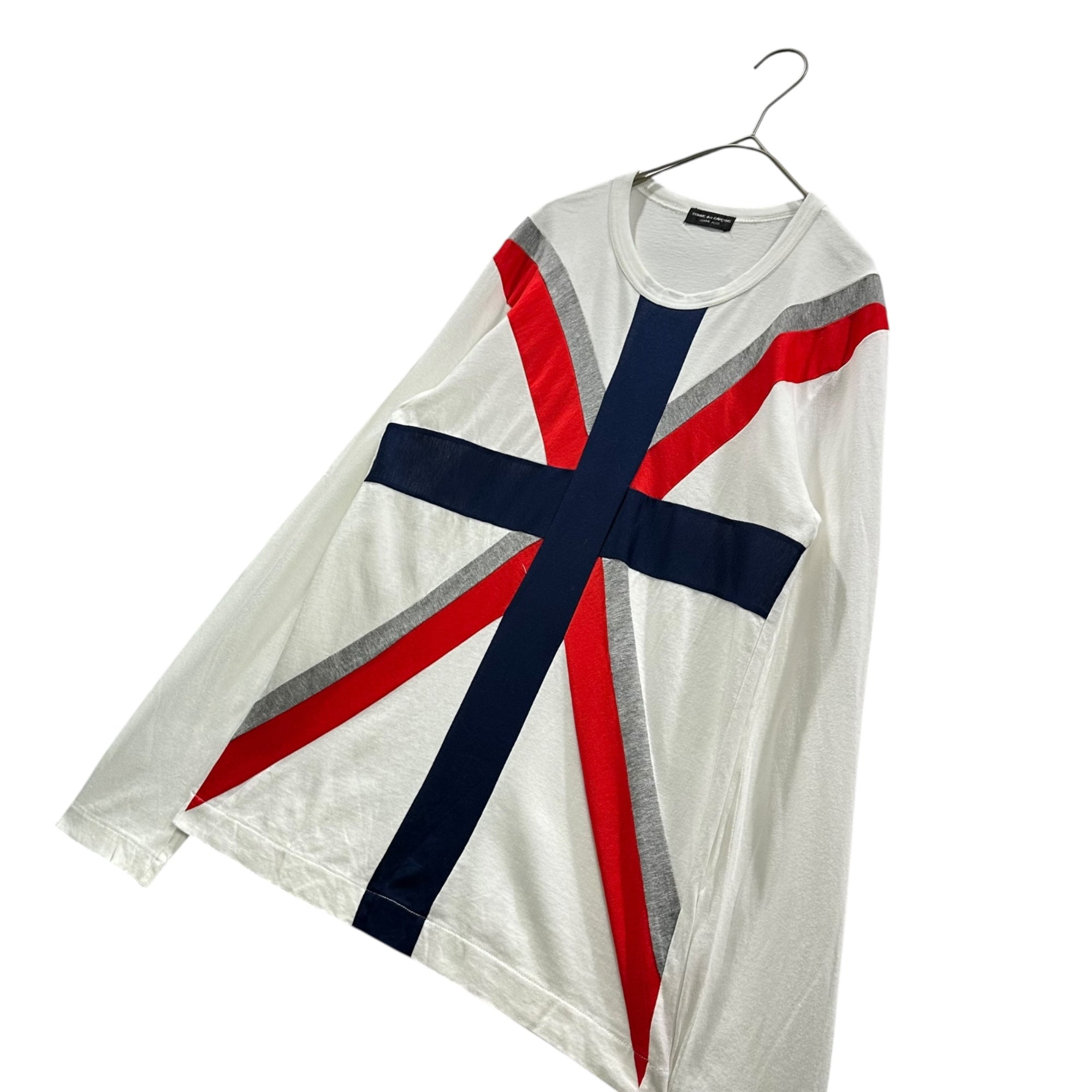 COMME des GARCONS HOMME PLUS(コムデギャルソンオムプリュス) 1997SS Mod Era Union Jack L/S T-Shirt モッズ期 ユニオンジャック 長袖 Tシャツ PT-040060 FREE ホワイト×ネイビー×レッド×グレー AD1996 90s アーカイブ