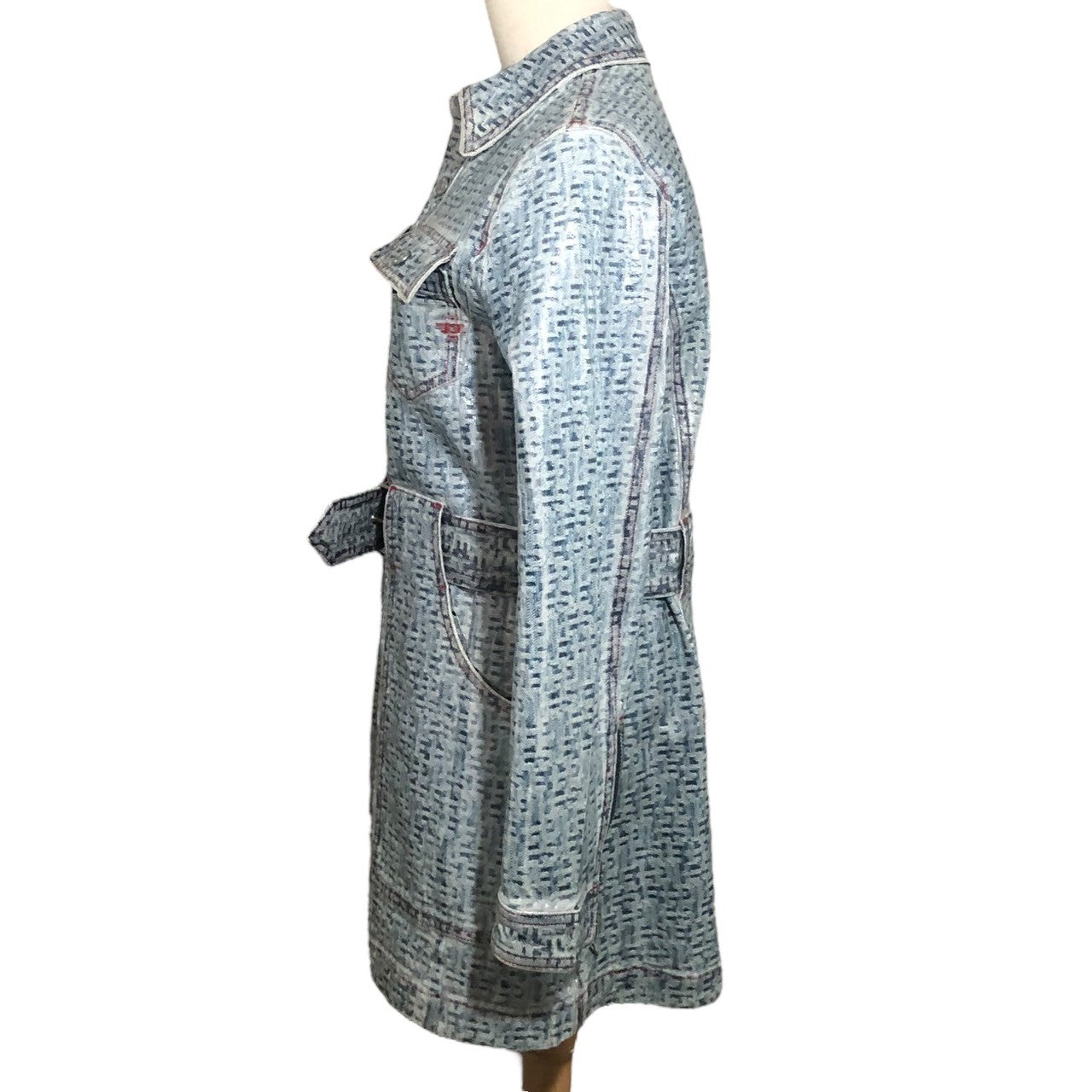DIESEL(ディーゼル) 22SS De-Minty-Z-Fsb ミニ ドレス ワンピース モノグラム コーティング デニム ジャケット コート A0767809E48 S ライトインディゴ