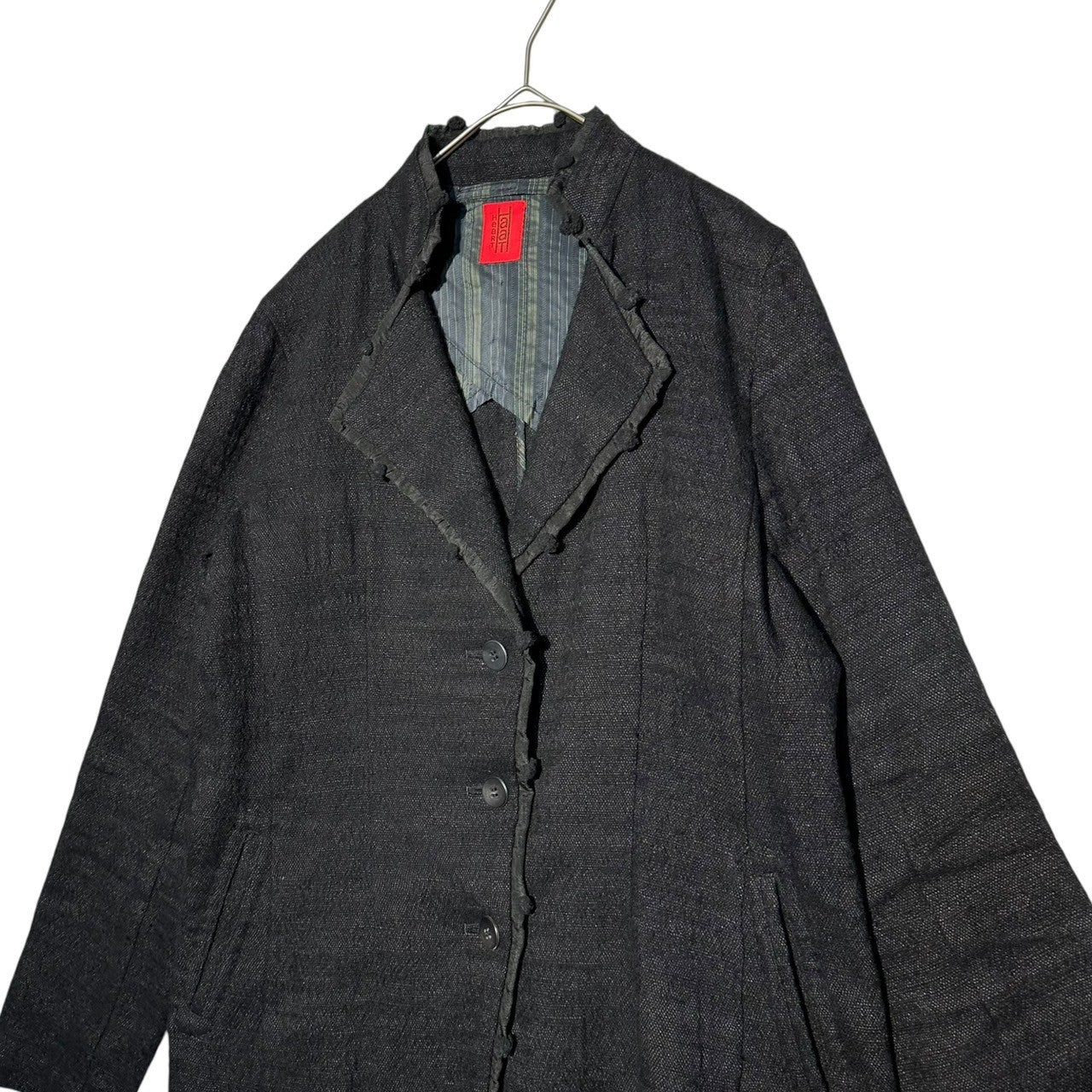 HaaT ISSEY MIYAKE(ハート イッセイミヤケ) 06SS Linen Wool Body Ball Decor Silk Tape Jacket リネンウール ボディ ボール装飾 シルク テープ ジャケット HA61FD690 2(M程度) ブラック