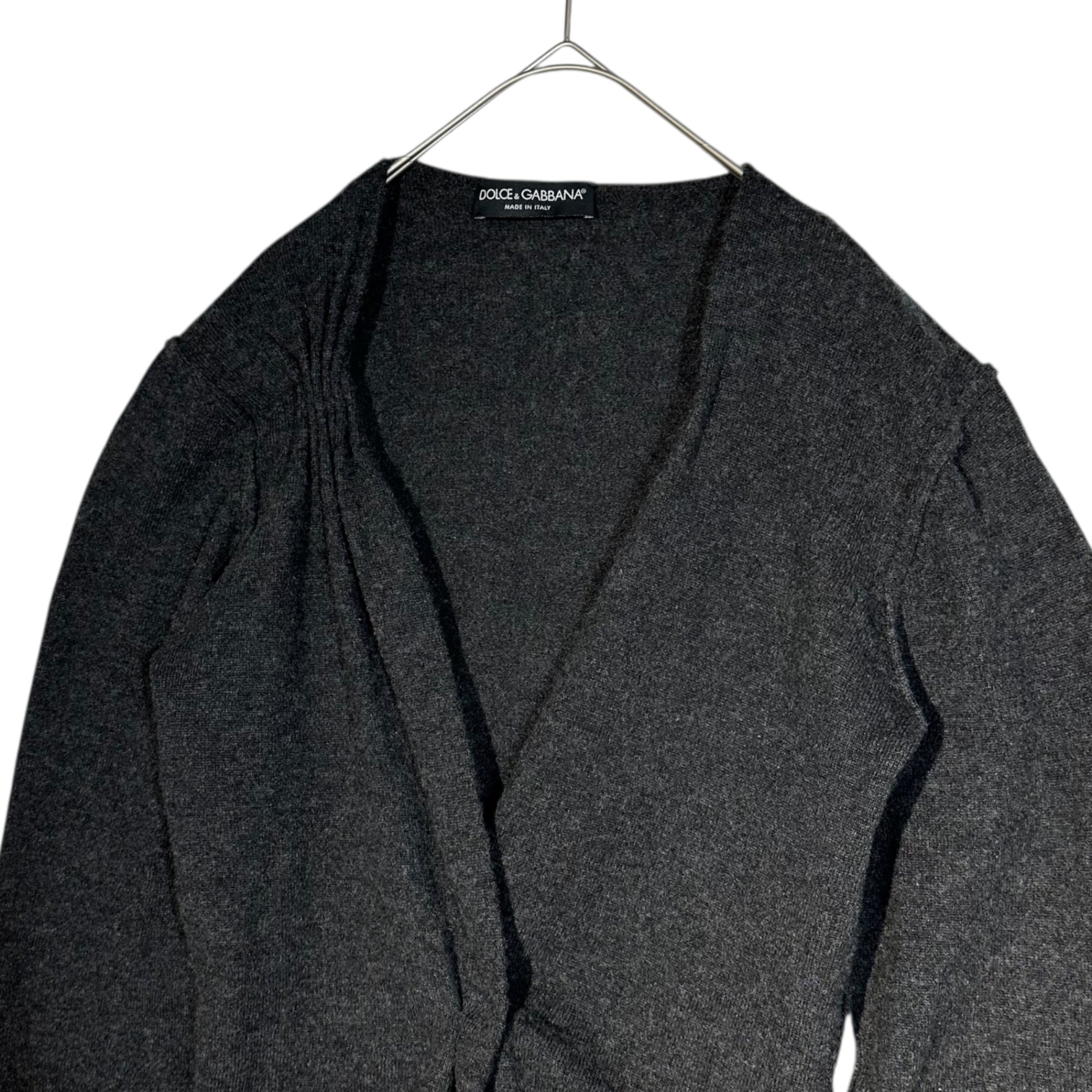 DOLCE&GABBANA(ドルチェ&ガッバーナドルガバ) Double specification long-sleeved cashmere cardigan ダブル仕様 長袖 カシミヤ カーディガン IKC74/4T10 46(S) チャコールグレー