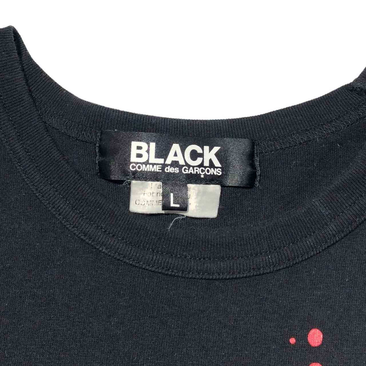 BLACK COMME des GARCONS(ブラックコムデギャルソン) 17AW rose print t-shirt 薔薇 プリント Tシャツ 1T-T005 SIZE L ブラック×レッド×ホワイト AD2017