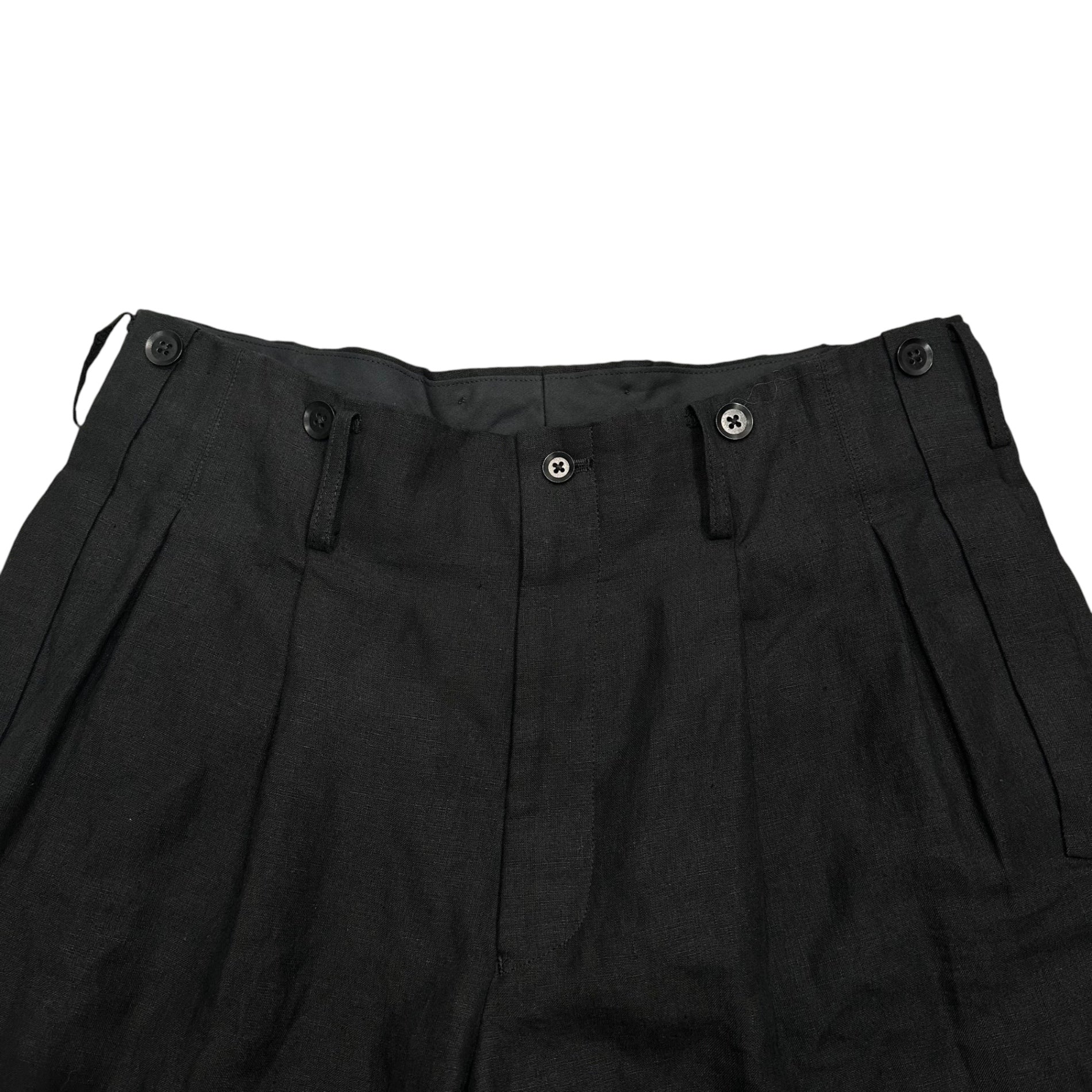 YOHJI YAMAMOTO POUR HOMME(ヨウジヤマモトプールオム) 22ss Linen 2-Pleat Tapered Trousers リネン 2タック テーパード スラックス HG-P96-303 3 ブラック パンツ