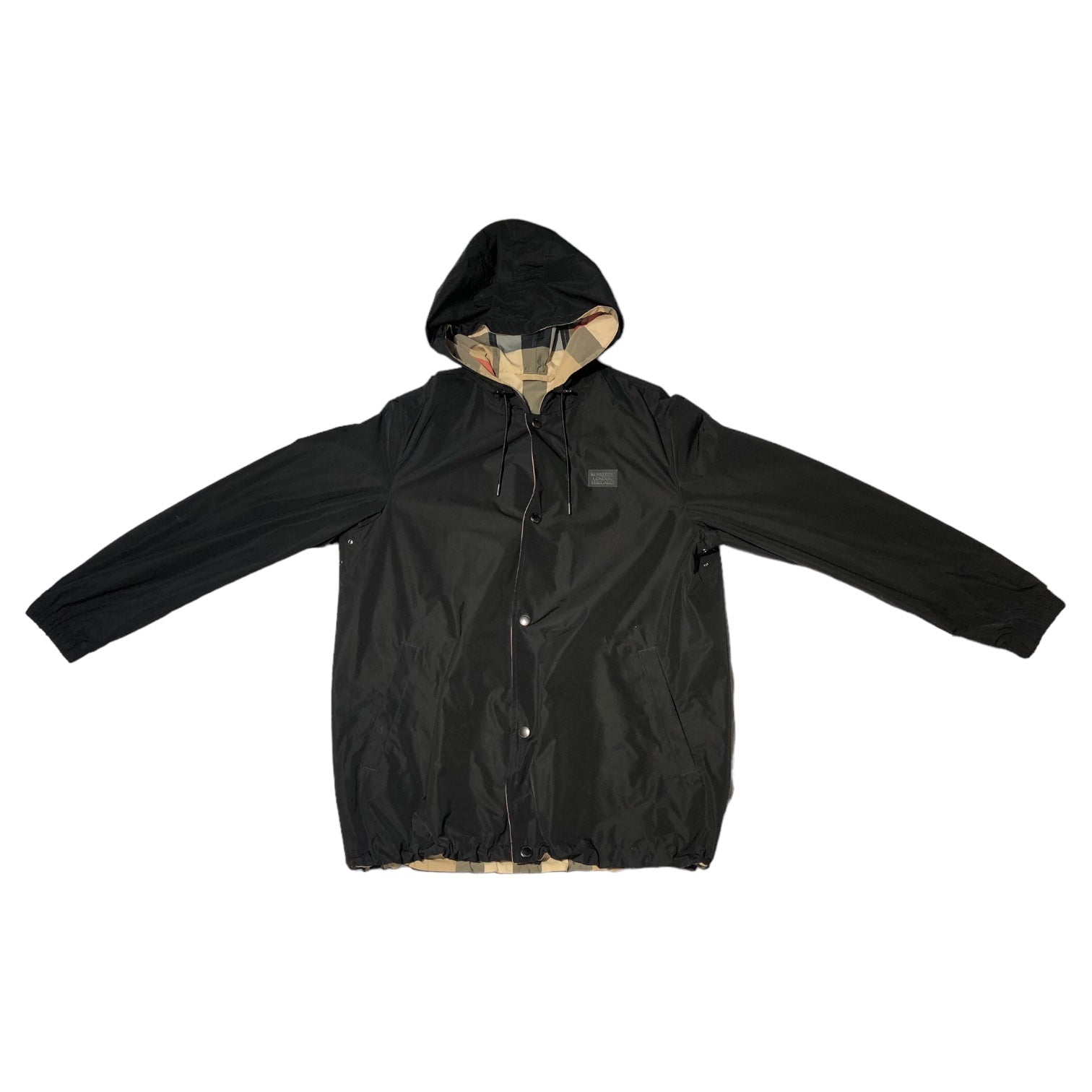 BURBERRY(バーバリー) Burberry Reversible Check Hooded Jacket チェックフーデッドジャケット バーバリーチェック 8043403/71E L ベージュ×ブラック リバーシブル