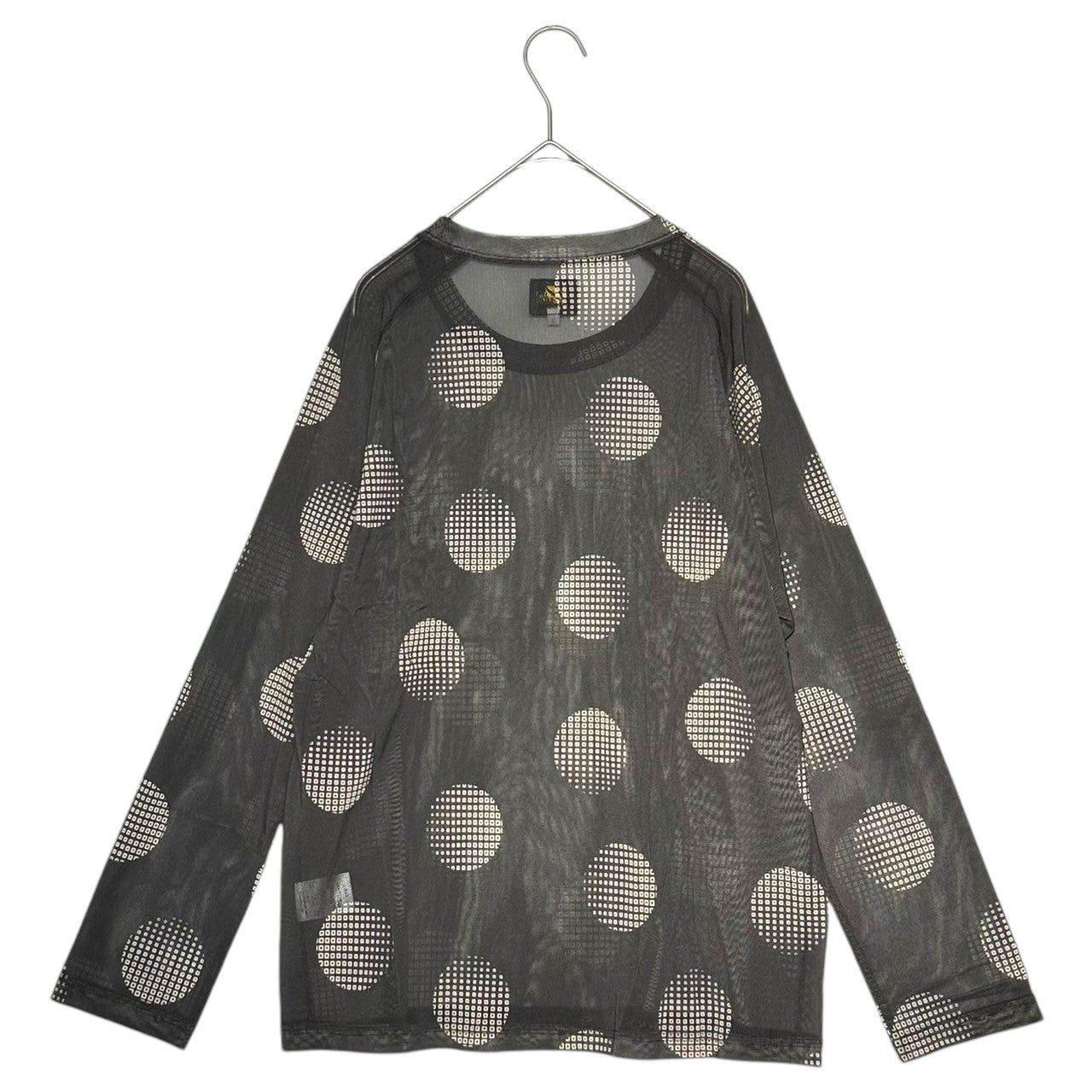 NEEDLES(ニードルズ) L/S U NECK TEE-Poly Mesh 長袖 Uネック Tシャツ メッシュ LQ259 S ブラック シアー シースルー