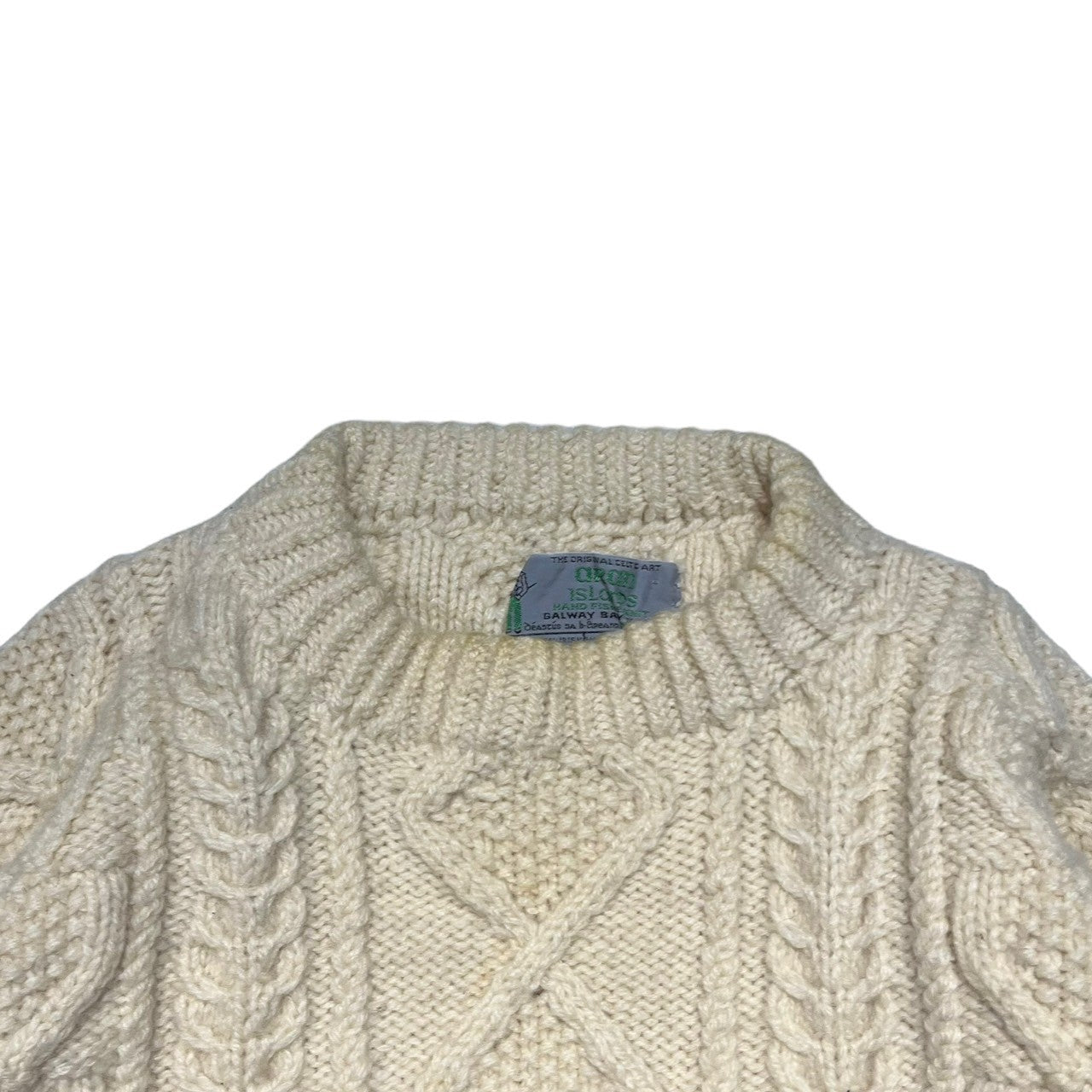 ARAN ISLANDS(アランアイランズ) 80's Aran Sweater アラン セーター 表記無し(S程度) アイボリー 80年代 ヴィンテージ フィシャーマン ニット