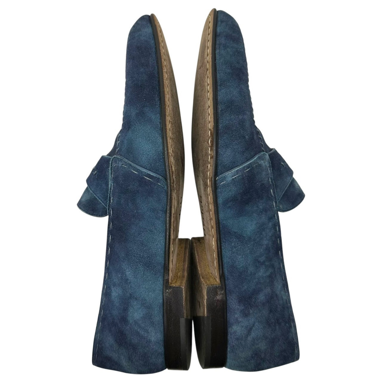 Berluti(ベルルッティ) Square Toe Stitch Blue Suede Leather Slip-On Shoes スクエアトゥ ステッチ ブルースウェード レザー スリッポン シューズ 8 1/2(27.0cm程度) ブルー 袋付属