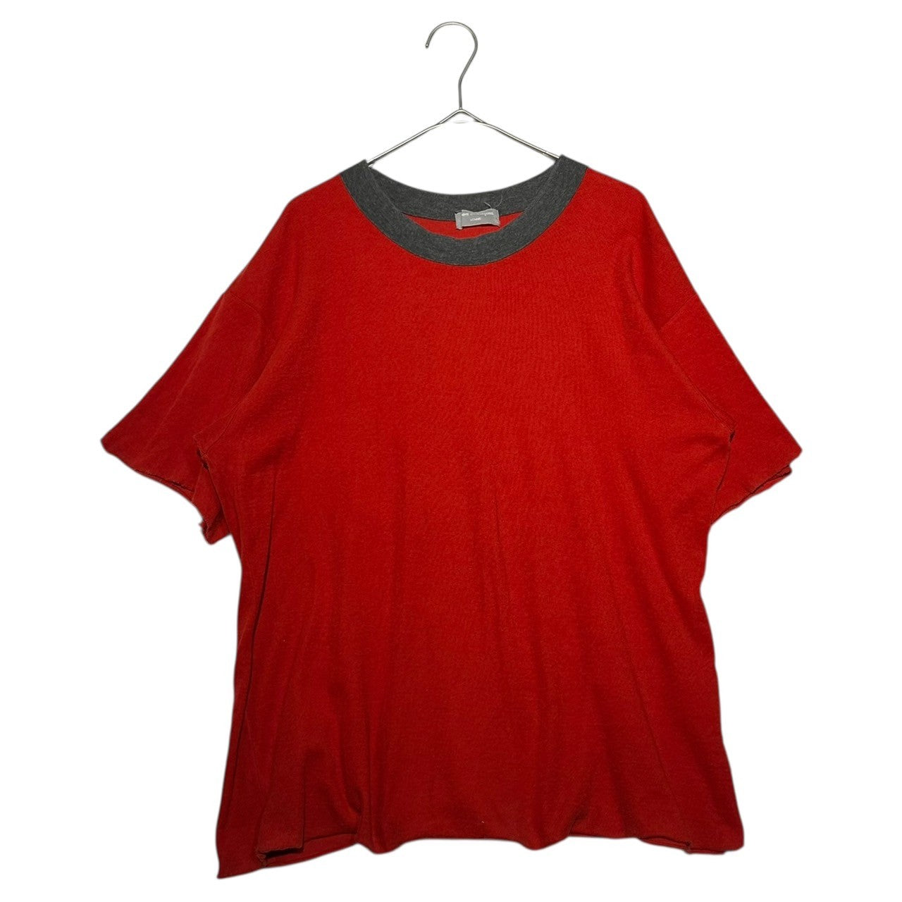 COMME des GARCONS HOMME(コムデギャルソンオム) 90's Ringer Neck Short Sleeve T-Shirt リンガーネック 半袖 Tシャツ FREE レッド×グレー 田中オム 田中啓一氏デザイン期