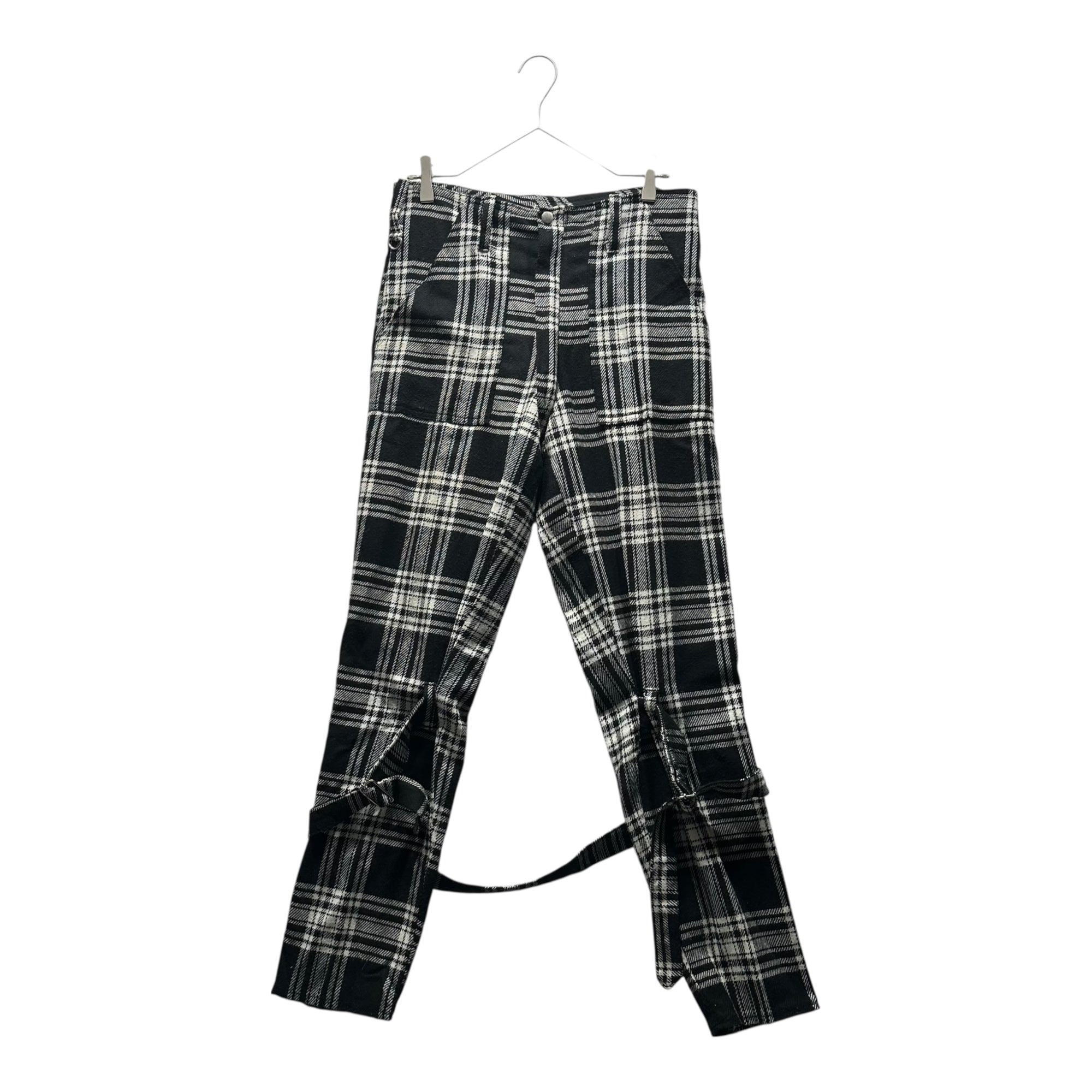 no future(ノーフューチャー) 90's Anarchy Mark Check Bondage Pants 90年代 アナーキーマーク チェック ボンテージ パンツ L程度 ブラック×ホワイト