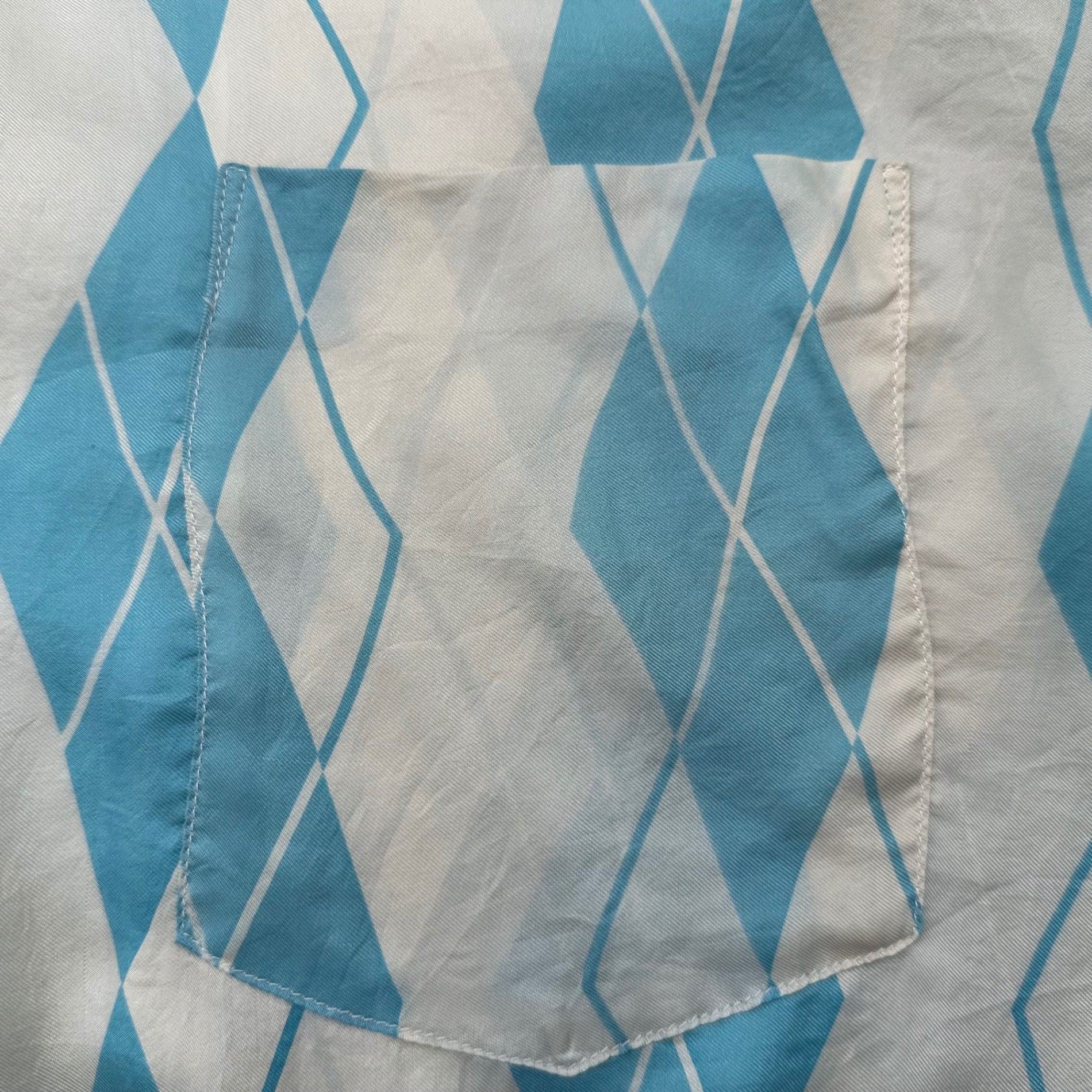GOODENOUGH(グッドイナフ) 1991's Silk Argyle Oversized Shirt シルク アーガイル ビッグ シャツ 表記消(XL程度) ホワイト×ライトブルー 90年代 90's ダイア パジャマ ヴィンテージ アーカイブ