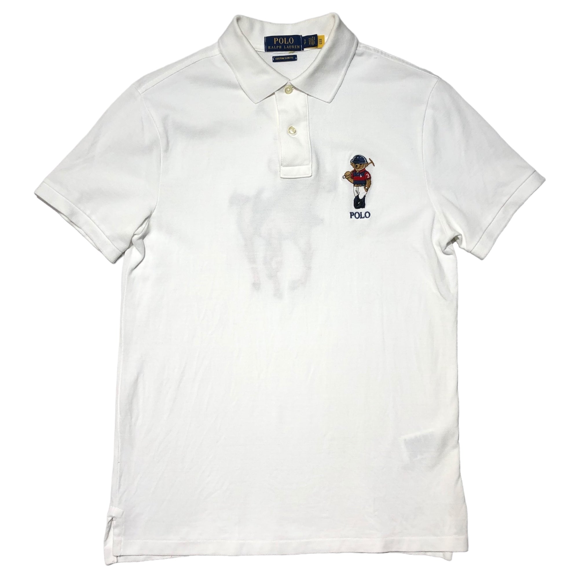 POLO RALPH LAUREN(ポロラルフローレン) polo bear logo embroidery polo shirt ポロ ベア ロゴ 刺繍 半袖 ポロシャツ S ホワイト