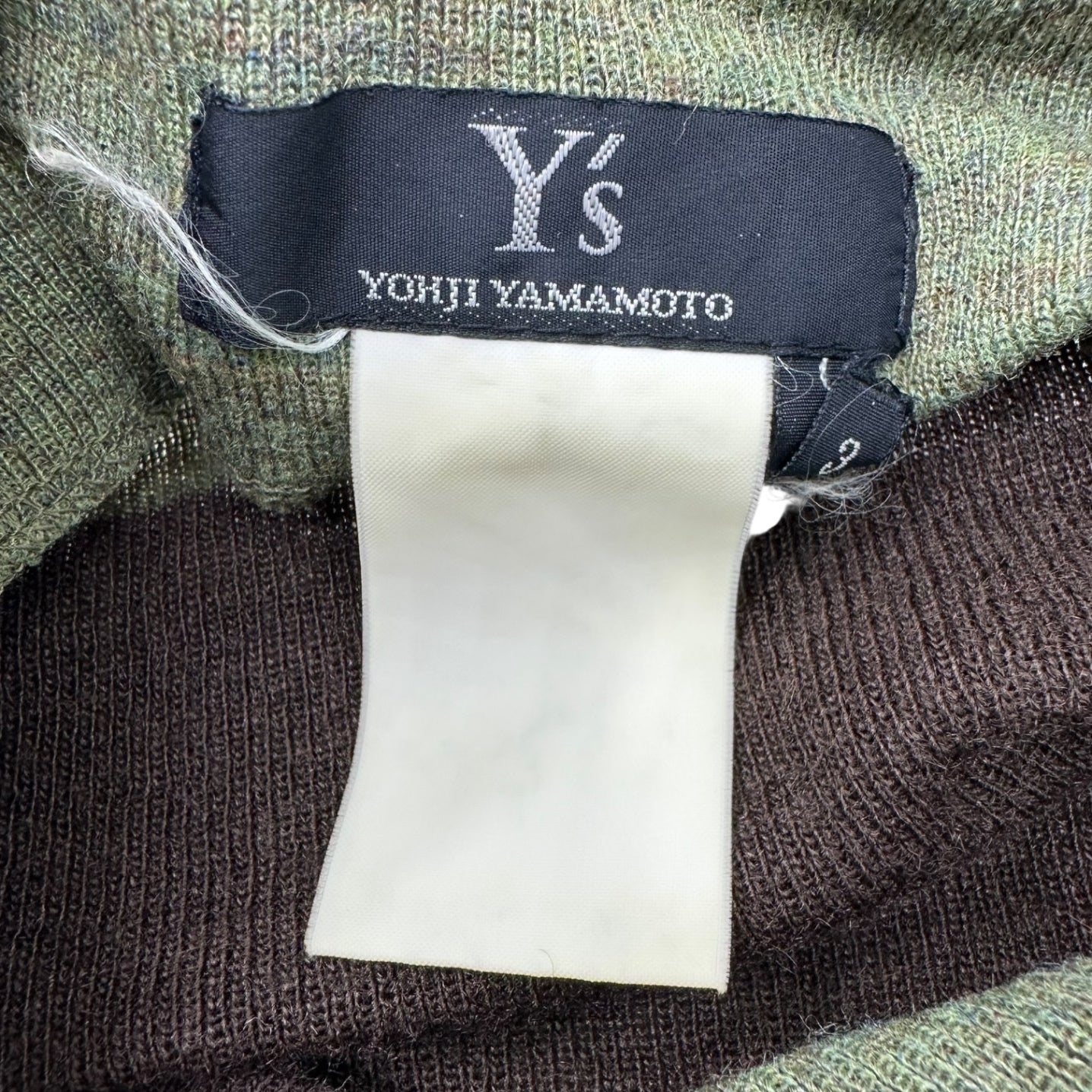 Y's(ワイズ) Deformed high neck wool knit 変形 ハイネック ウール ニット 3(M程度) ブラウン×グリーン オフショルダー