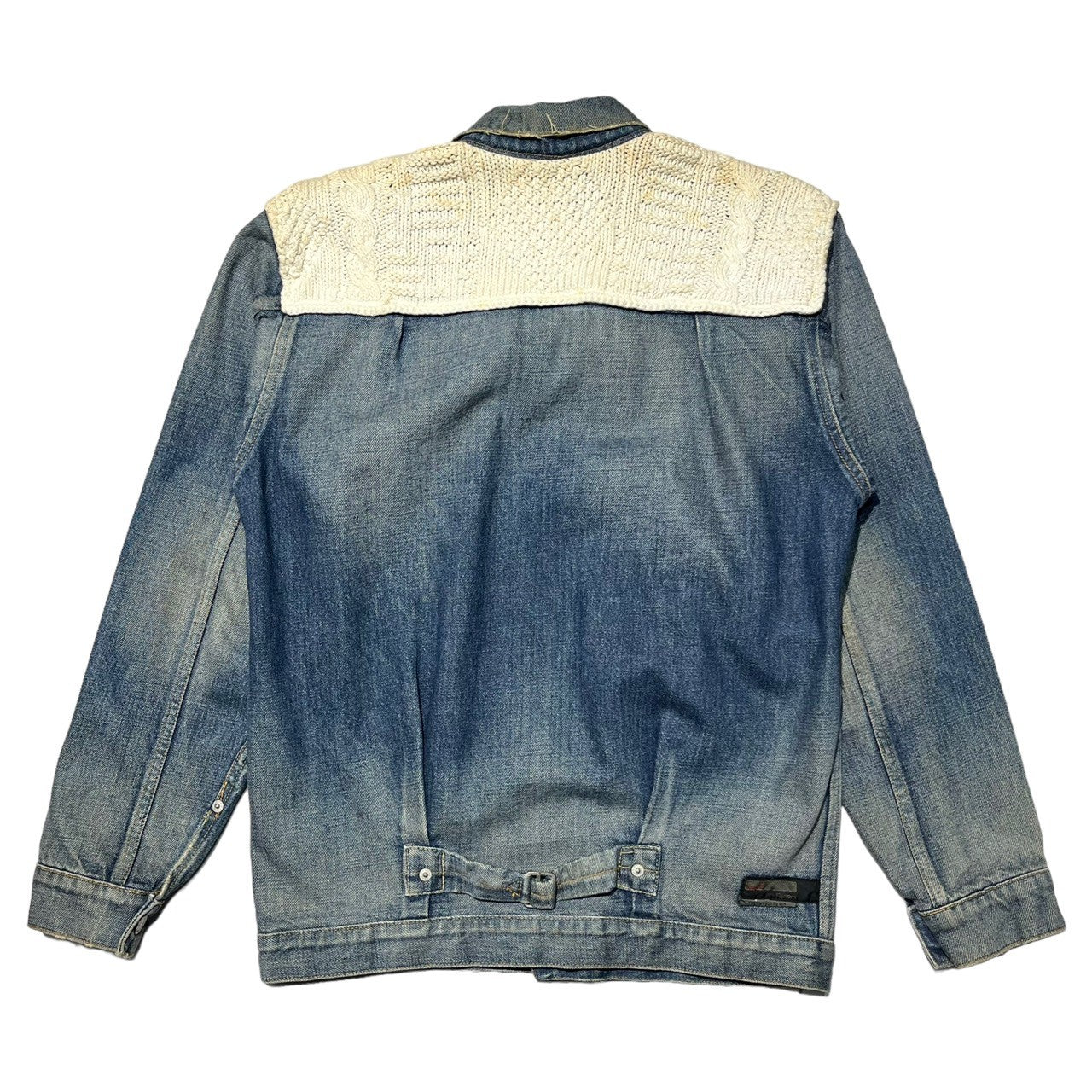 FRAGMENT DESIGN × LEVI'S FENOM(フラグメントデザイン×リーバイスフェノム) 00's Knit switching 1st model trucker denim jacket ニット切替 ファーストモデル トラッカー デニムジャケット 3016-2 FM13-0001 M インディゴ×オフホワイト 藤原ヒロシ モンクレールコラボ元ネタ ヴィンテージ加工(汚れは加工です)