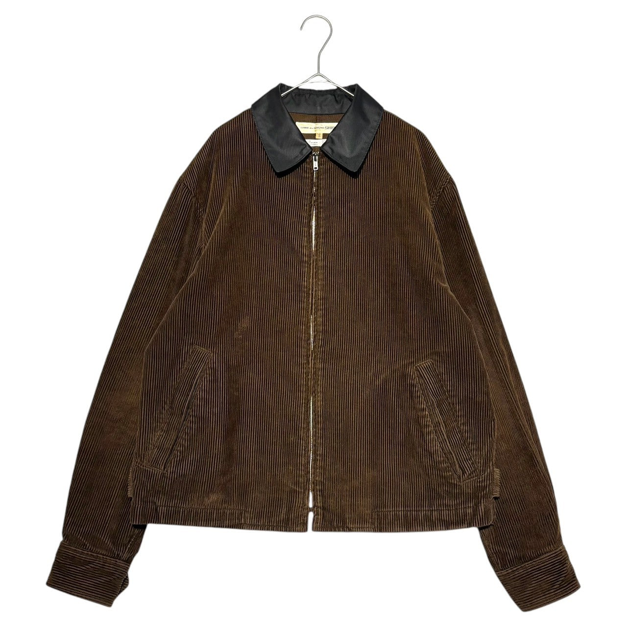 COMME des GARCONS SHIRT(コムデギャルソンシャツ) 90's Nylon collar zip-up corduroy jacket 90年代 襟 ナイロン ジップアップ コーデュロイ ジャケット S ブラウン×ブラック