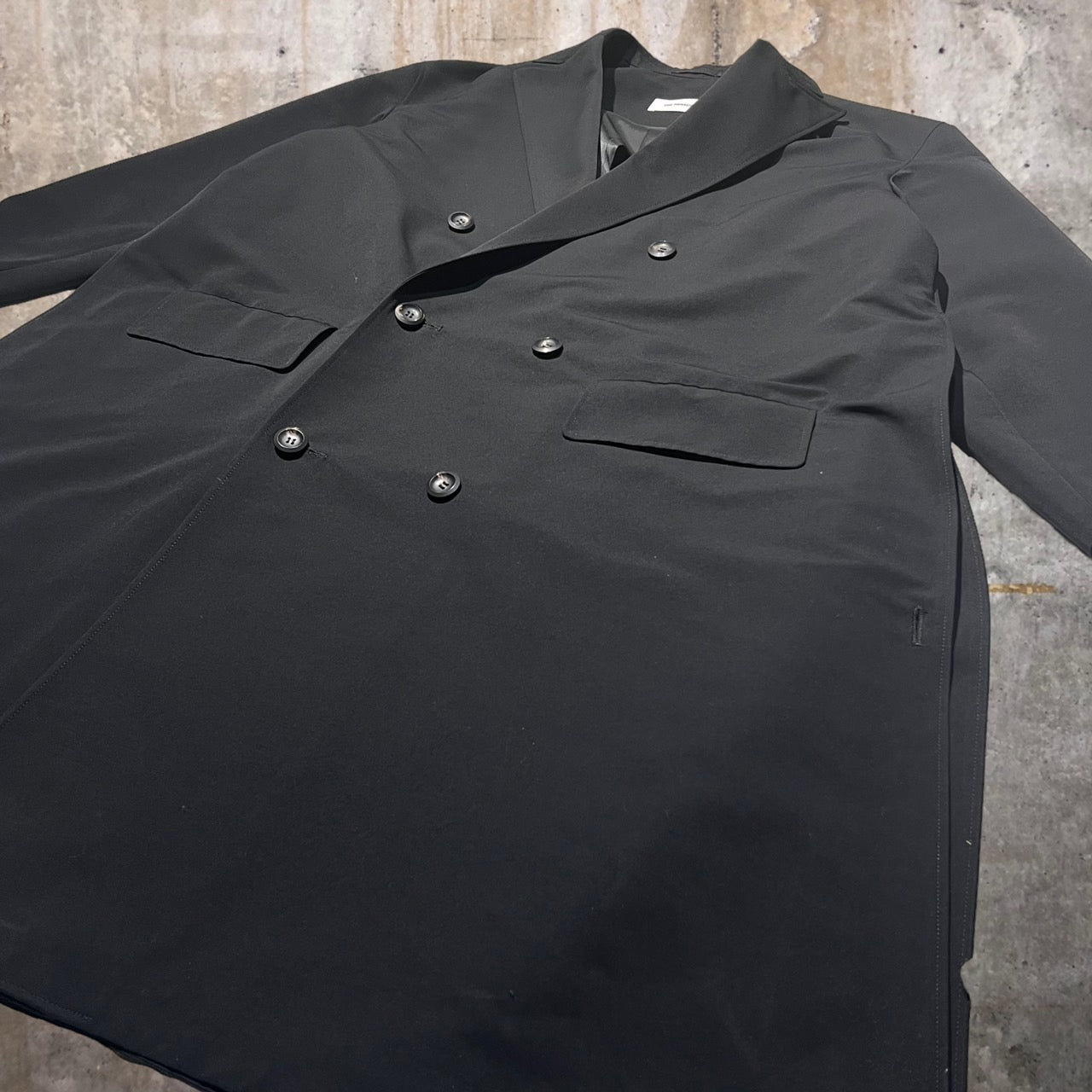 THE RERACS(ザリラクス) 22SS PEAKED LAPEL DOUBLE BREASTED COAT/オーバーサイズダブルチェスターコート/サイドスリット 22SS-RECT-318L-F 48(Lサイズ程度) ブラック