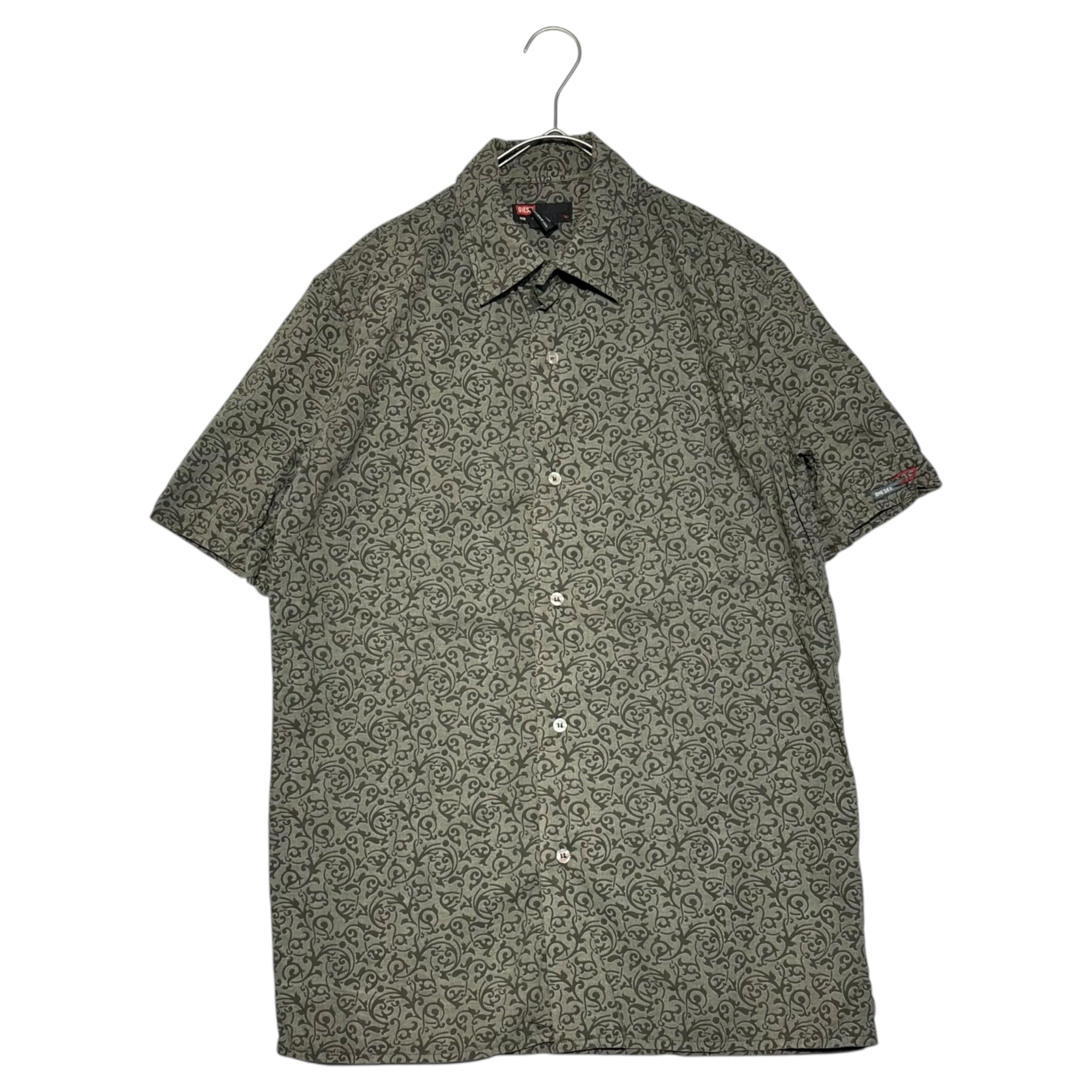 DIESEL(ディーゼル) 00's Arabesque Pattern Total Pattern S/S Shirt 唐草模様 総柄 半袖 シャツ S カーキ
