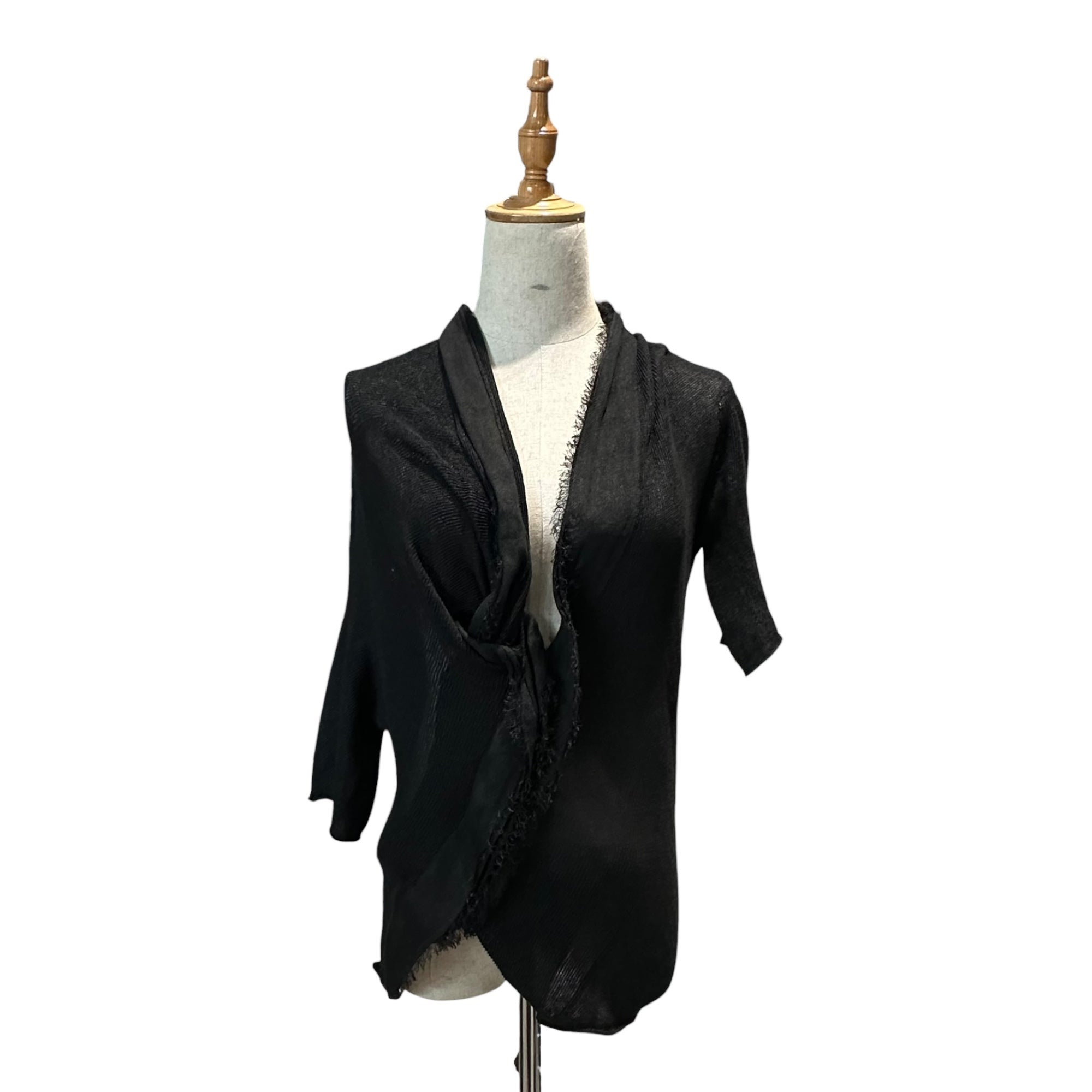 Y's(ワイズ) Paper Yarn Cut-Off Distorted Knit Top ペーパーヤーン 断ち切り 変形 カットソー YX-K36-870 3(L程度) ブラック