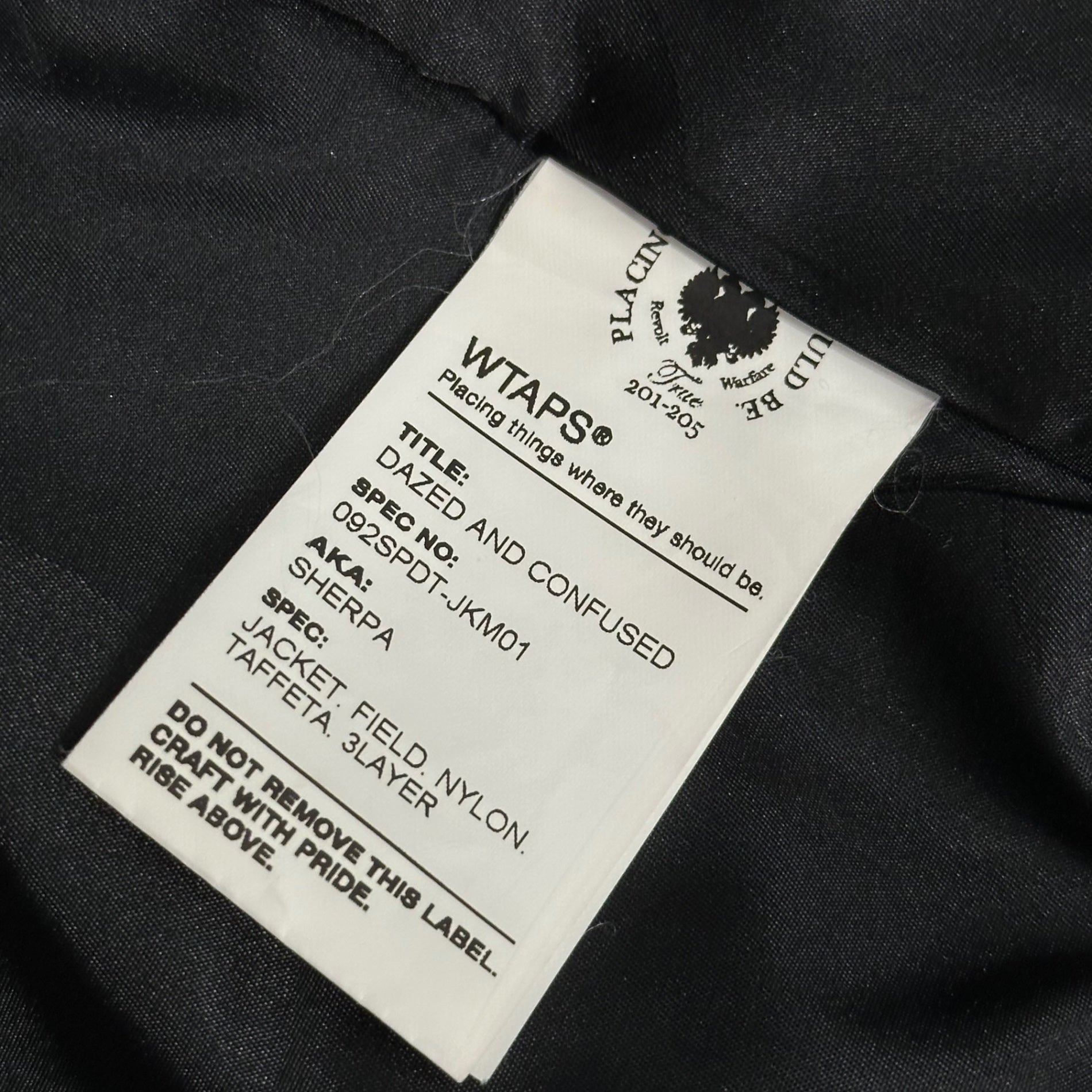 WTAPS(ダブルタップス) 09AW SHERPA JACKET FIELD NYLON TAFFETA 3LAYER シェルパ ジャケット フィールド ナイロンタフタ 092SPDT-JKM01 M ブラック 00's DAZED AND CONFUSED マウンテンパーカー