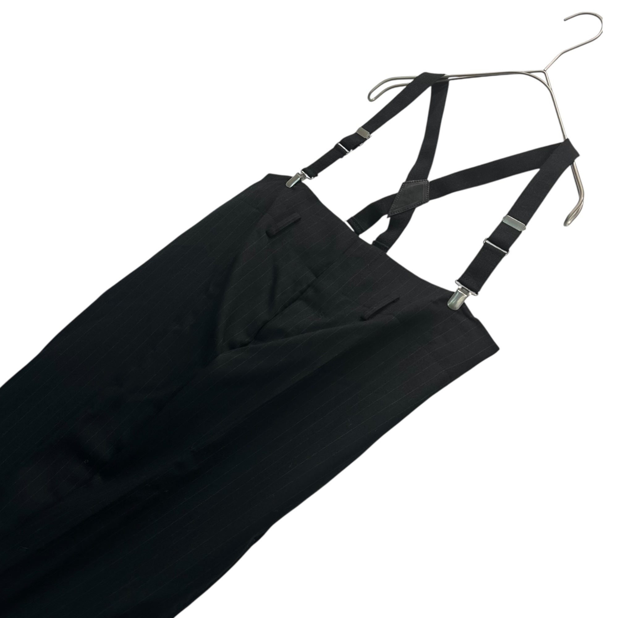 COMME des GARCONS JUNYA WATANABE(コムデギャルソンジュンヤワタナベ) 12AW Striped Wool Suspenders Skirt ストライプ サスペンダー ウール スカート JJ-S027 M ブラック AD2012