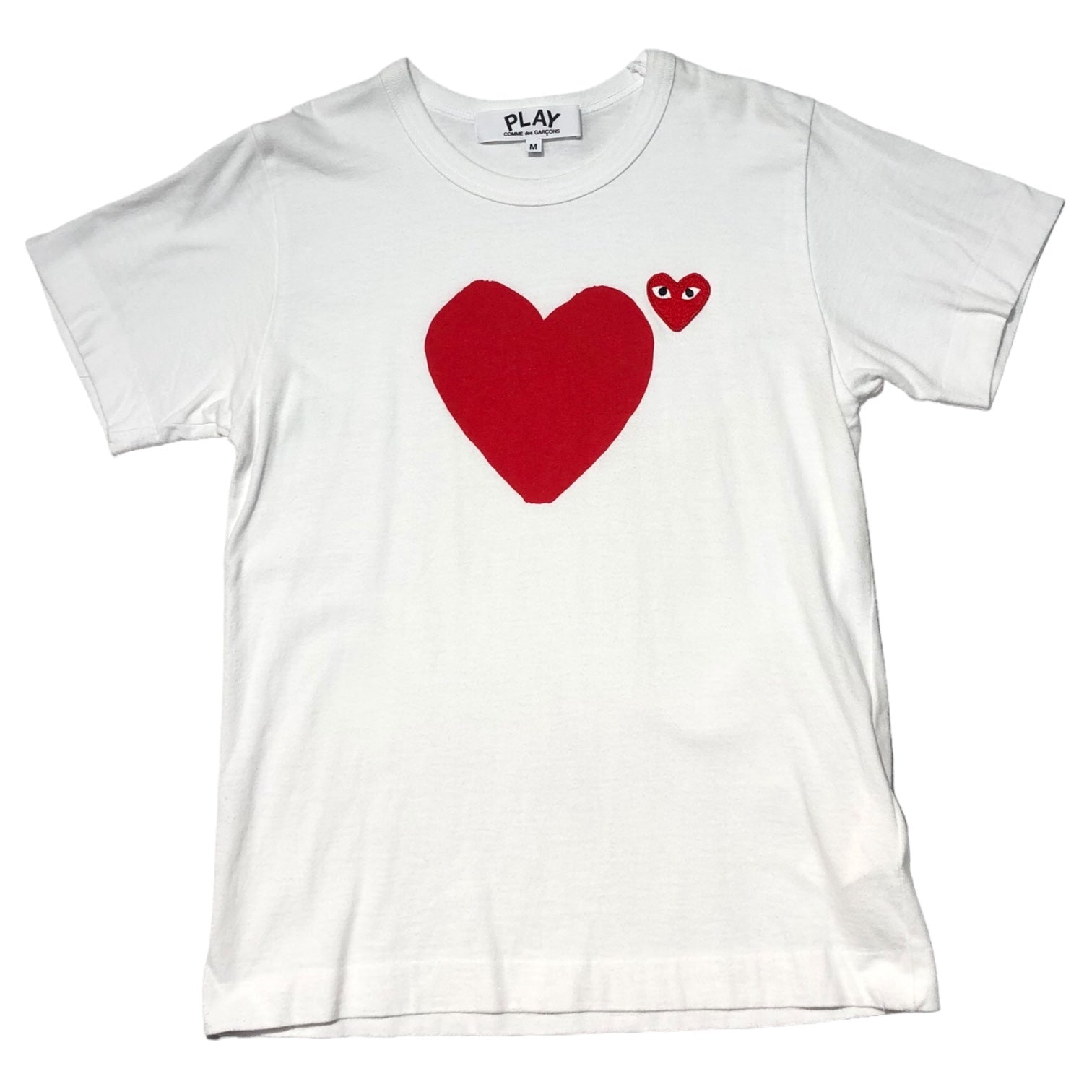 PLAY COMME des GARCONS(プレイコムデギャルソン) Heart emblem front & back print T-shirt ハートワッペン フロント&バックプリント Tシャツ AZ-T221 M ホワイト×レッド AD2016/9