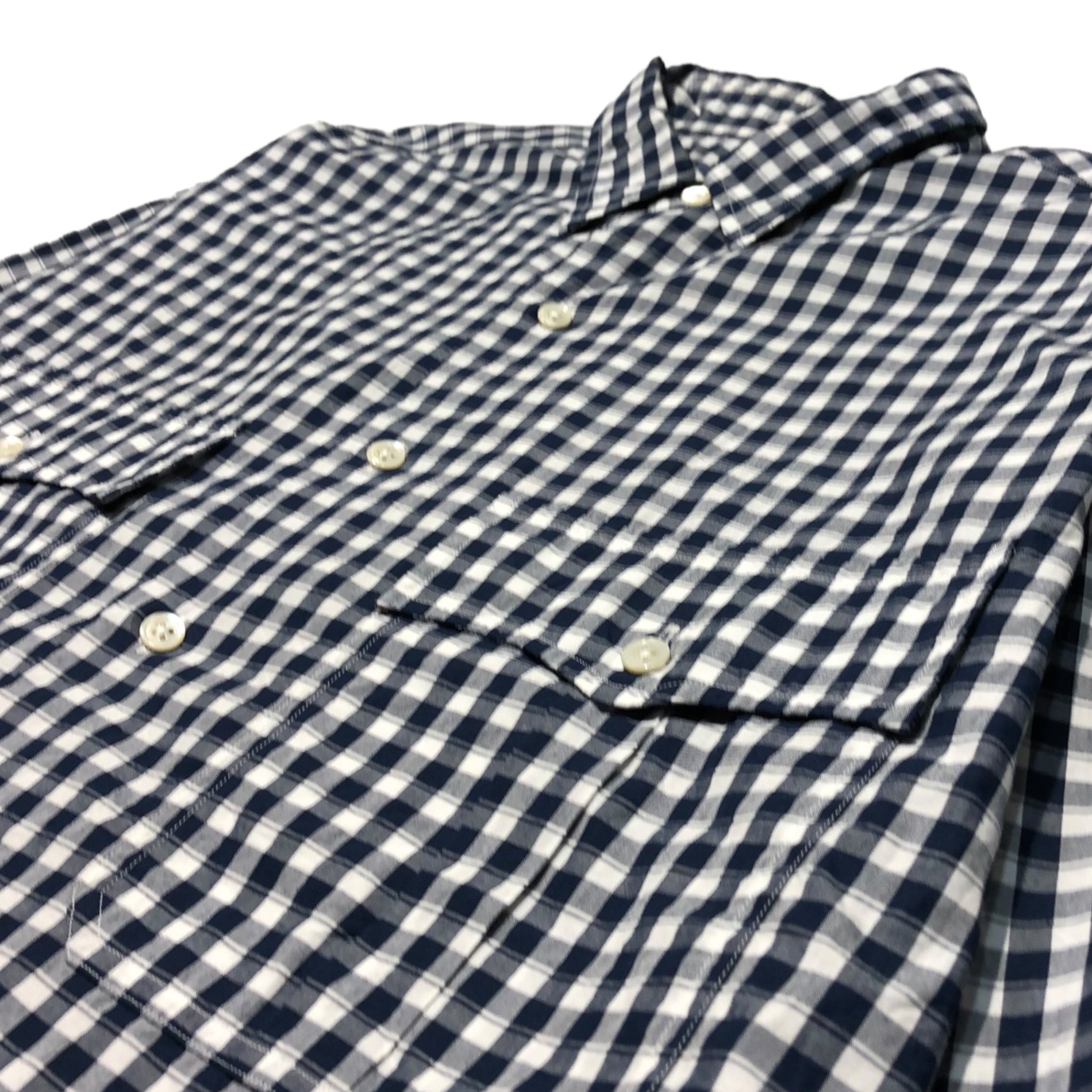 Porter Classic(ポータークラシック) ROLL UP SHIRT ギンガム チェック ロールアップ シャツ M ネイビー×ホワイト