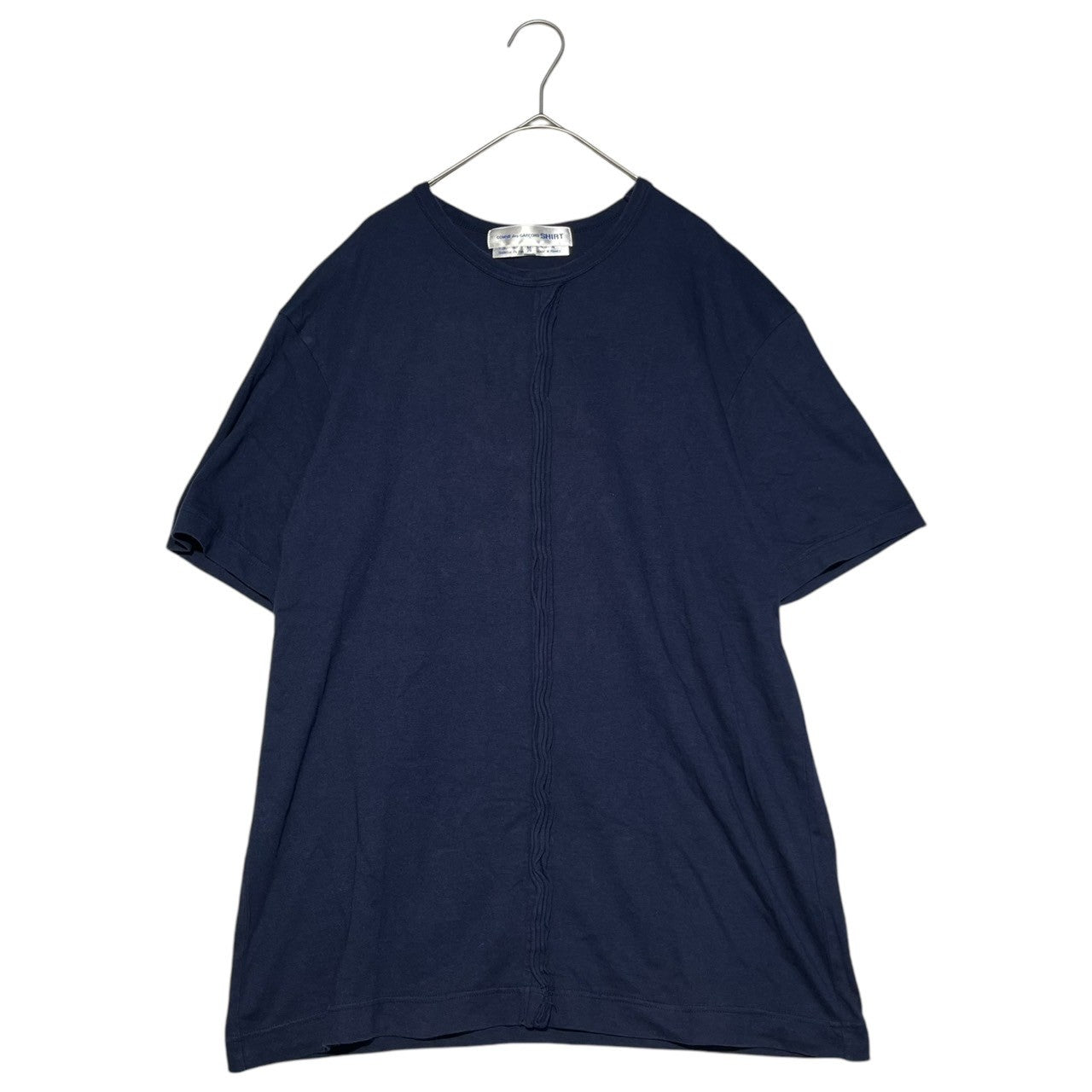 COMME des GARCONS SHIRT(コムデギャルソンシャツ) 00's Front pleated T-shirt フロント プリーツ Tシャツ M ネイビー インサイドアウト フランス製
