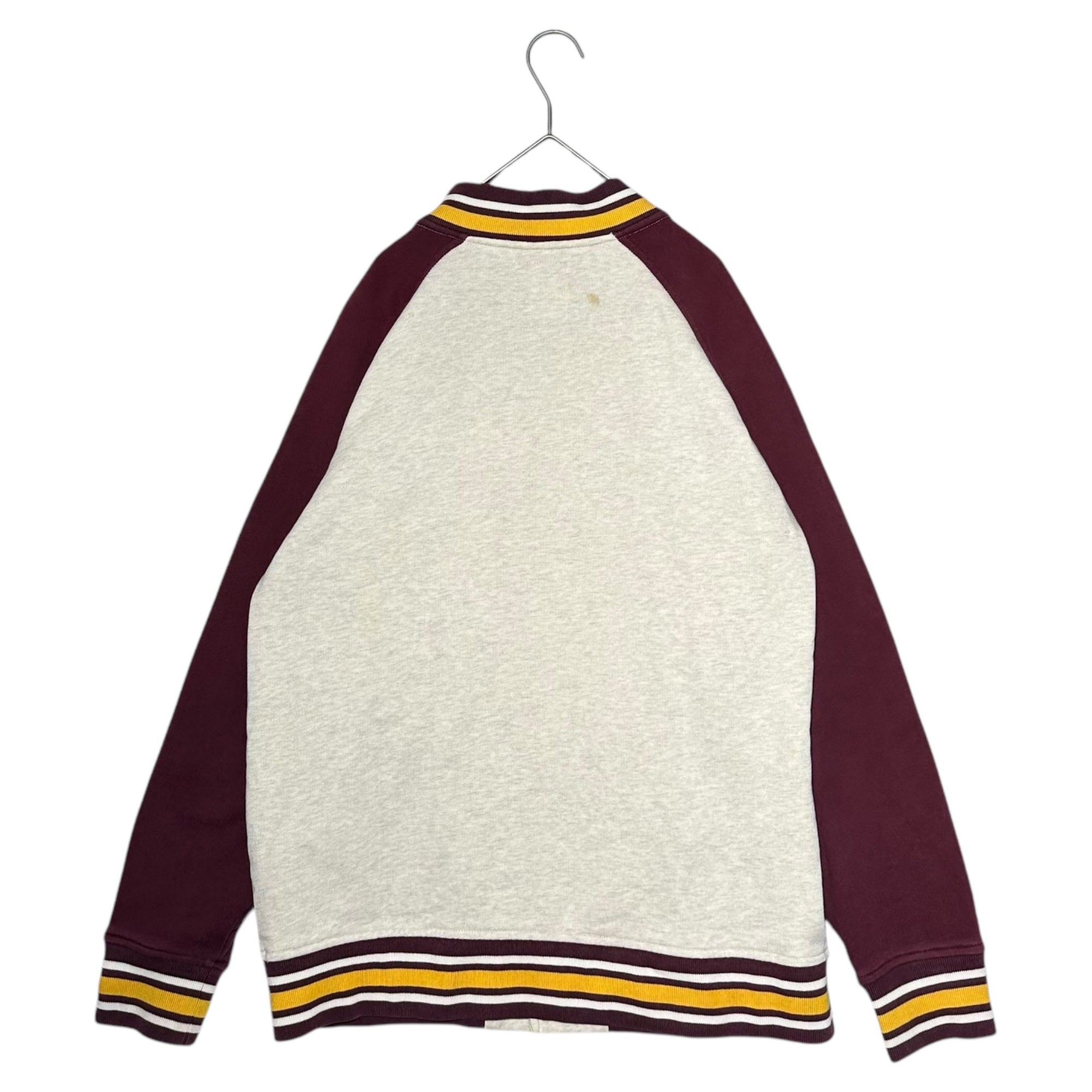 STUSSY(ステューシー) Cotton Sweatshirt Stadium Jacket コットン スウェット スタジアム ジャケット L ホワイト×ボルドー THE INTERNATIONAL ATHLETICS スタジャン