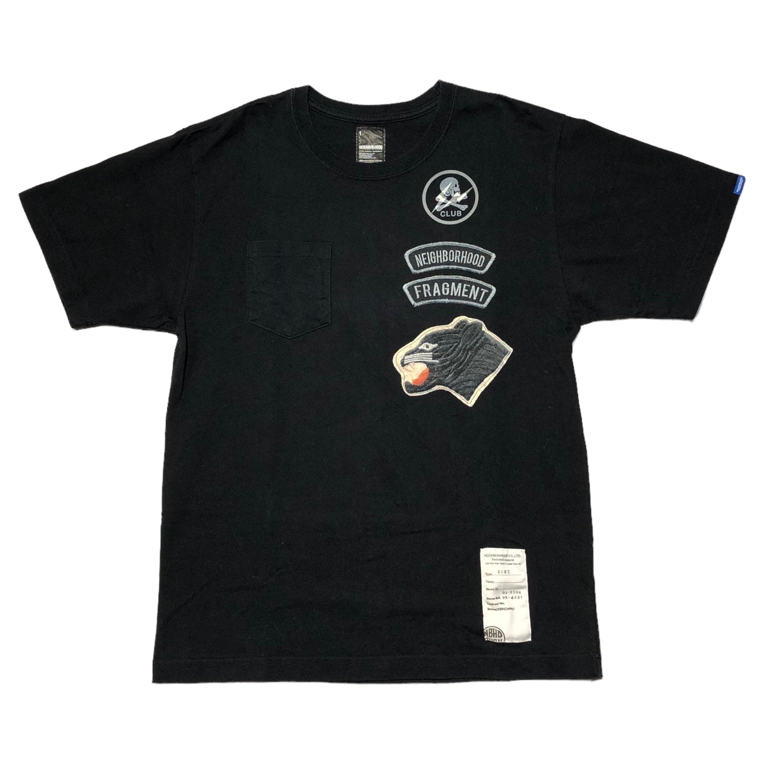 NEIGHBORHOOD × FRAGMENT DESIGN(ネイバーフッド×フラグメントデザイン) 00's patch print T-shirt ワッペンプリント Tシャツ 1(S) ブラック