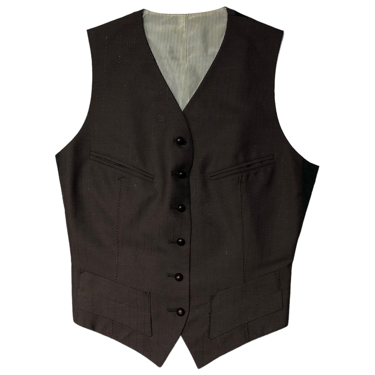 Jean Paul GAULTIER FEMME(ジャンポールゴルチエファム) 90's Lame stripe gilet setup ラメ ストライプ ジレ セットアップ 40(L程度) ブラウン スラックス ベスト