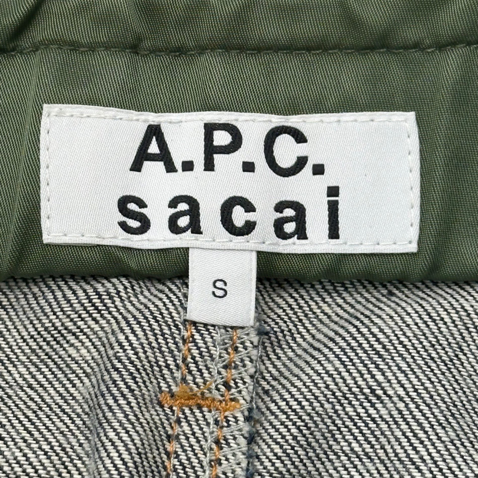 sacai×A.P.C.(サカイ×アーペーセー) 21SS PANTALON HARU DENIM ナイロン切替 デニム パンツ 1110221 S インディゴ×オリーブ