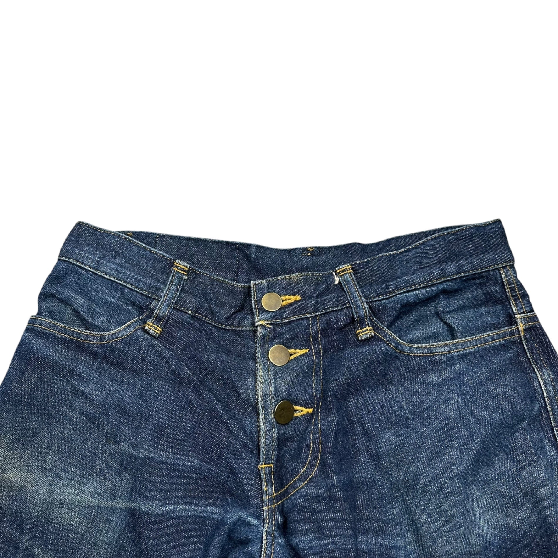 Christopher Nemeth(クリストファーネメス) 00's Yellow-Stitch Cropped Denim Pants イエローステッチ クロップド デニム パンツ 733 S インディゴ×ブラック×イエロー