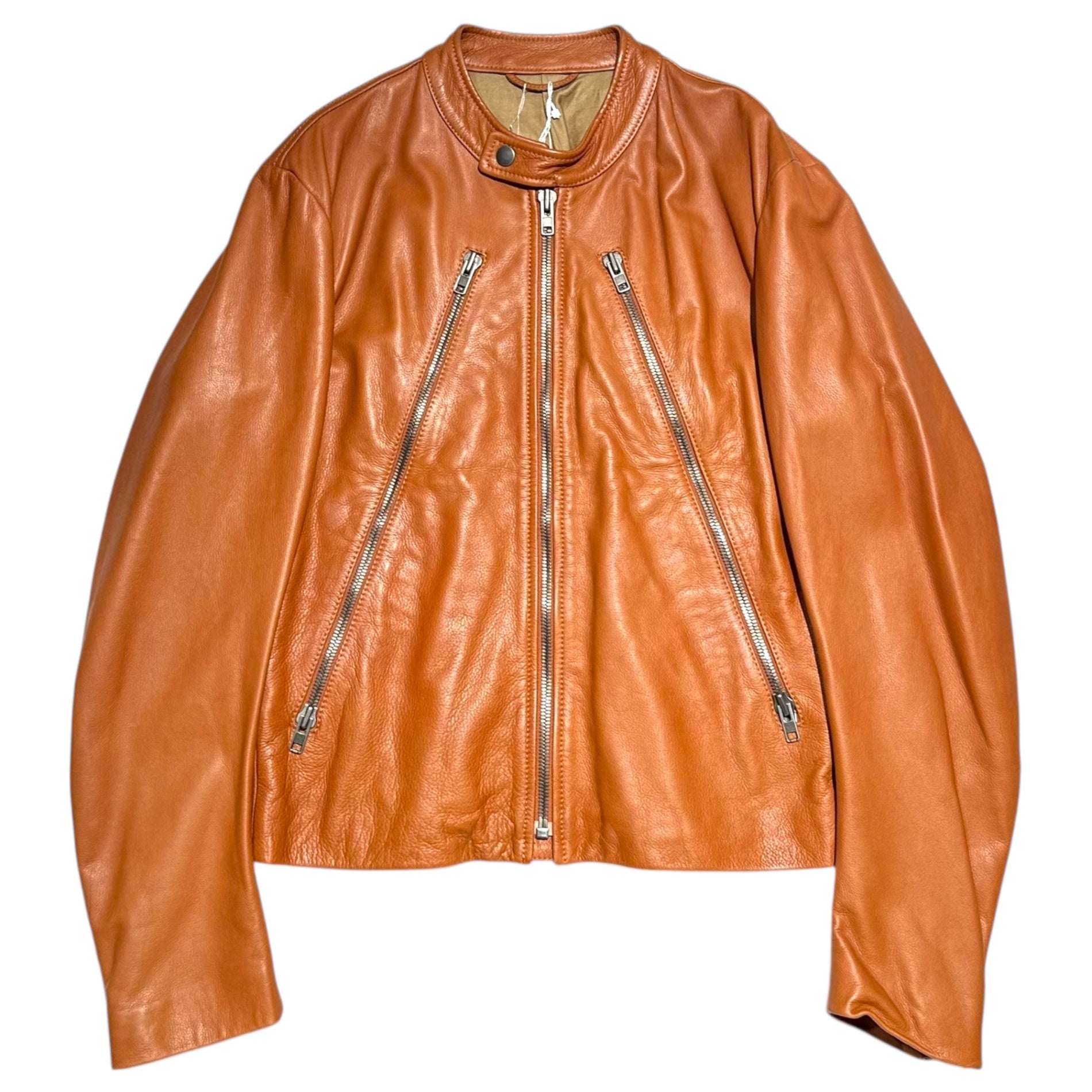 Maison Martin Margiela(メゾン マルタンマルジェラ) 08SS KOKONOE 5ZIP RIDERS JACKET ここのえ 八の字 レザー ライダース ジャケット 28AM006 46(S) キャメルブラウン 本人期 タグ付き