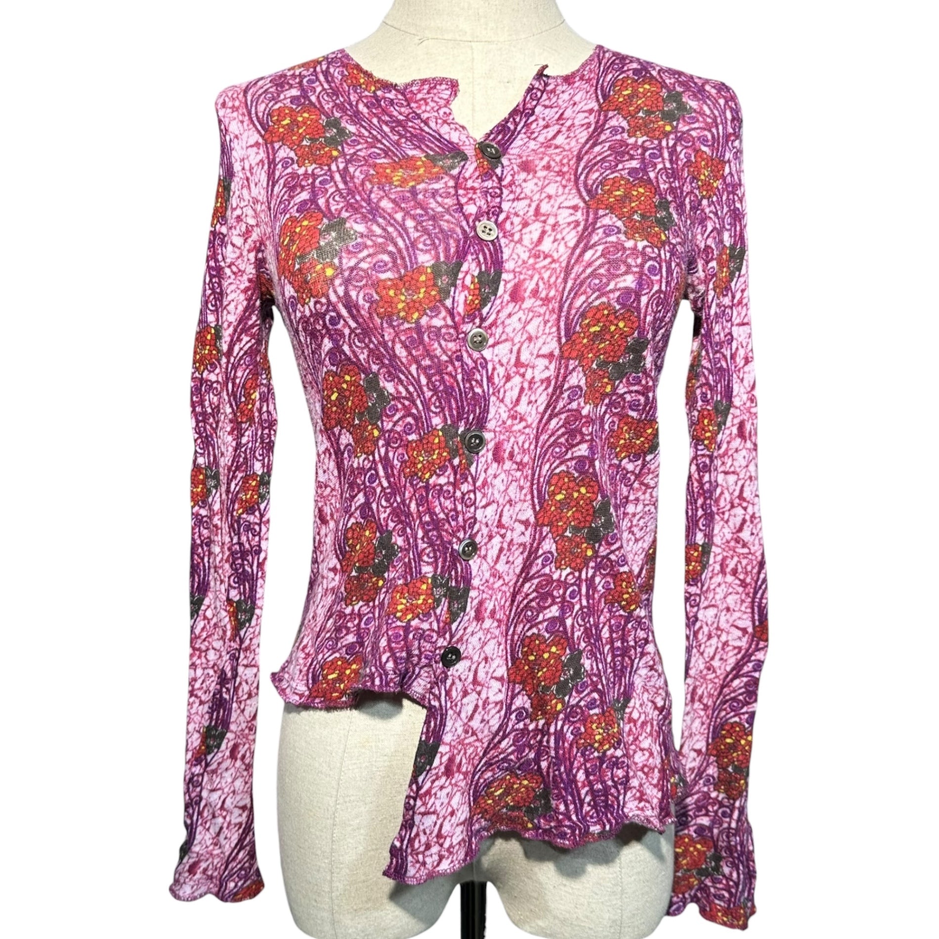 Y's(ワイズ) Transformable Floral Print Cardigan 変形 花柄 カーディガン 3 パープル