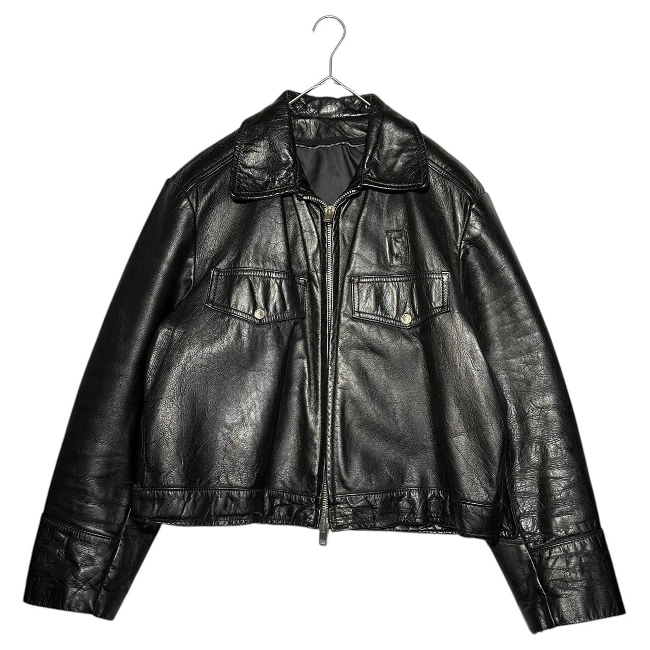 VINTAGE(ヴィンテージ) 70~80's Vintage Police Man Leather Jacket 70~80年代 ヴィンテージ ポリスマン レザー ジャケット ブラック IDEALジップ POLICEボタン ライナー欠品 ショート丈