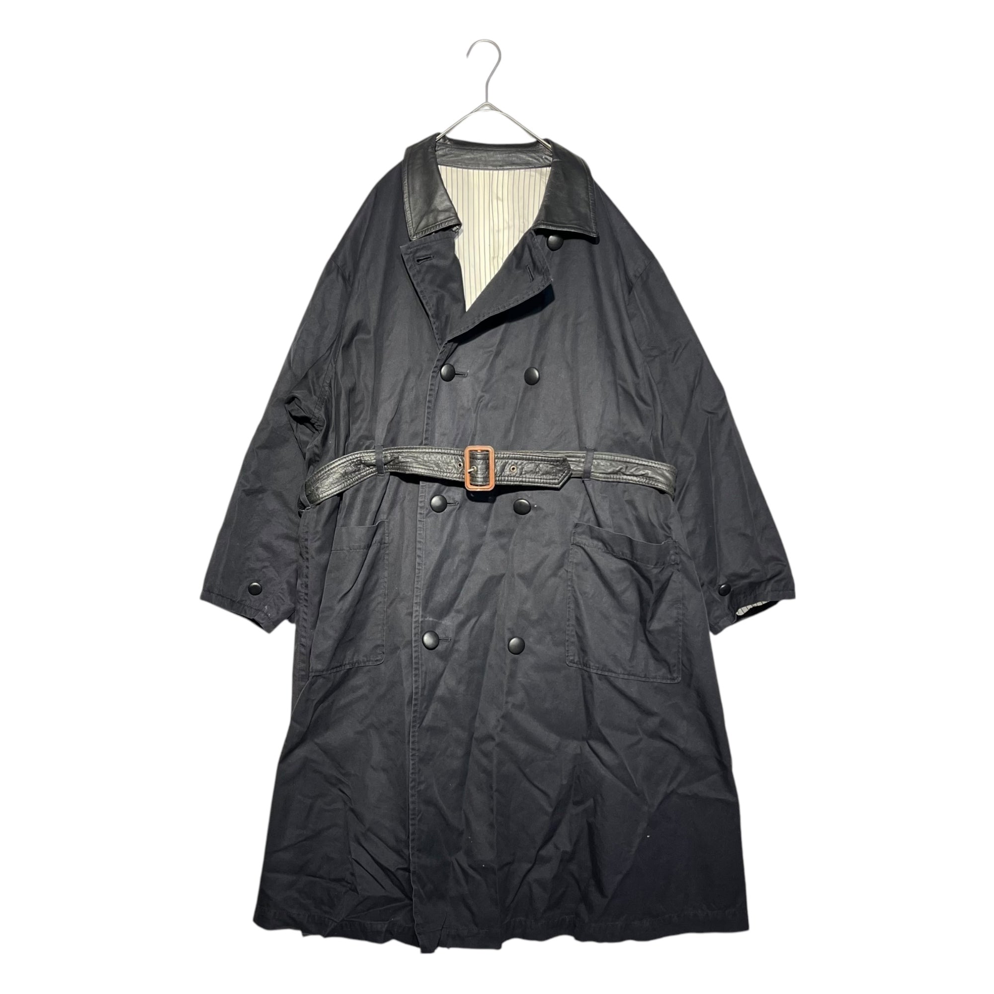 Balise-U(バリーズユー) VINTAGE leather collar trench coat ヴィンテージ レザー カラー トレンチコート ブラック JAPAN VINTAGE