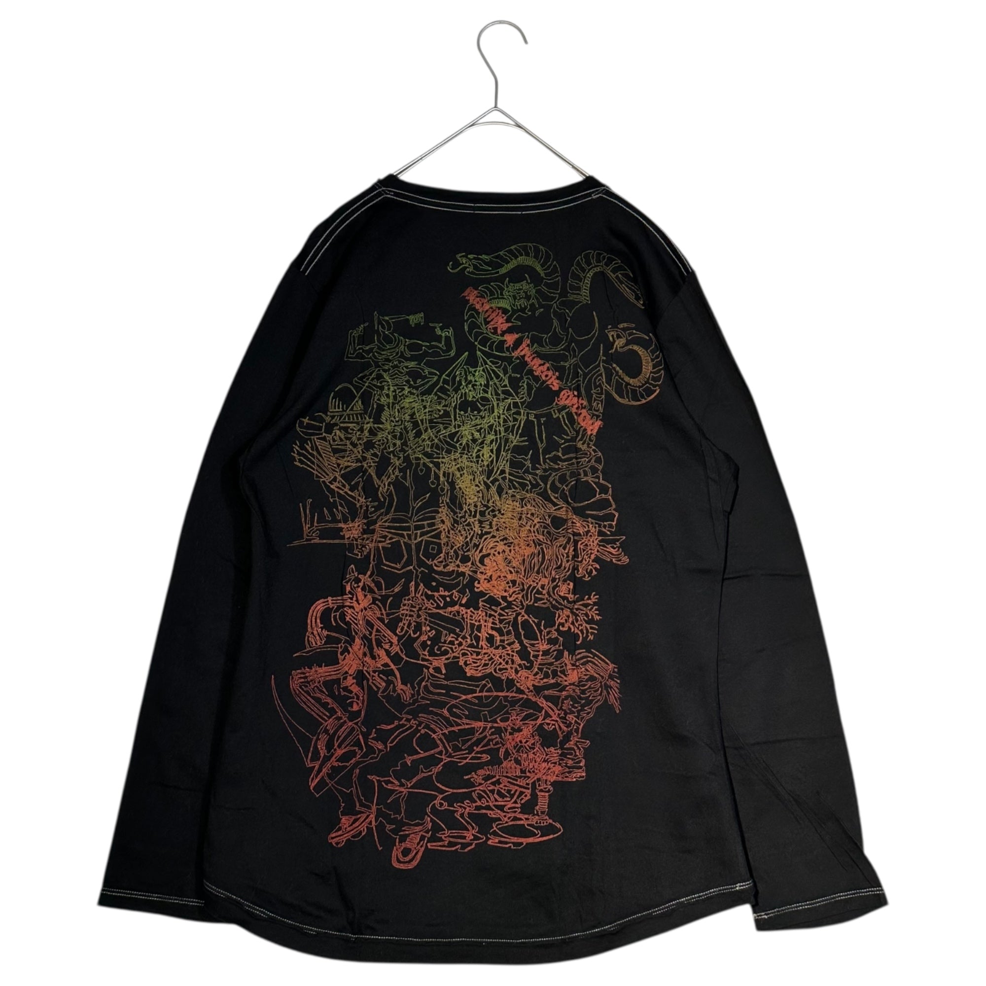 MARITHE FRANCOIS GIRBAUD(マリテフランソワジルボー) 00's Snake Print Hand Embroidery L/S T-Shirt スネーク プリント 手刺繍 長袖 Tシャツ M7-6013 L ブラック Y2K カットソー