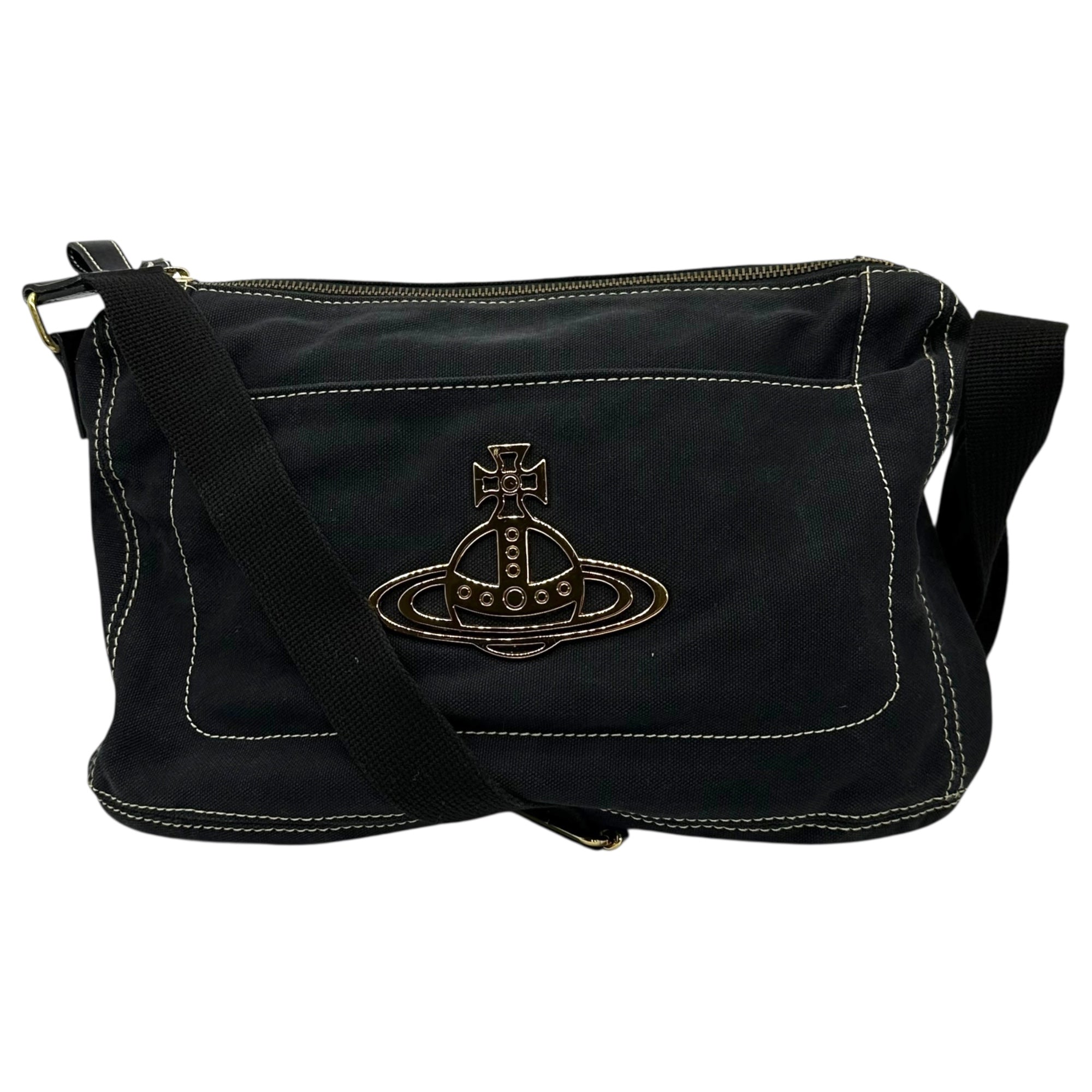 Vivienne Westwood ACCESSORIES(ヴィヴィアンウエストウッドアクセサリー) Big Orb Canvas Shoulder Bag ビッグ オーブ キャンバス ショルダー バッグ メッセンジャー ブラック