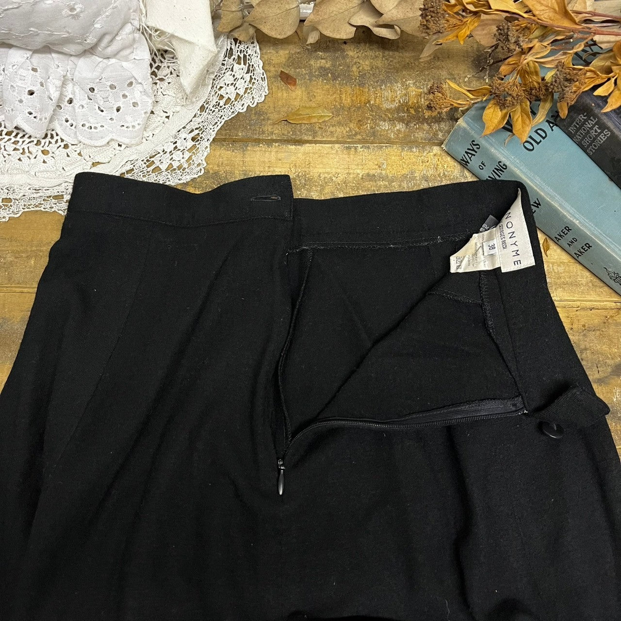 Euro Vintage(ヨーロッパヴィンテージ) Peek_60's~ slit flare wool skirt/スリットフレアウールスカート 38(Mサイズ程度) ブラック