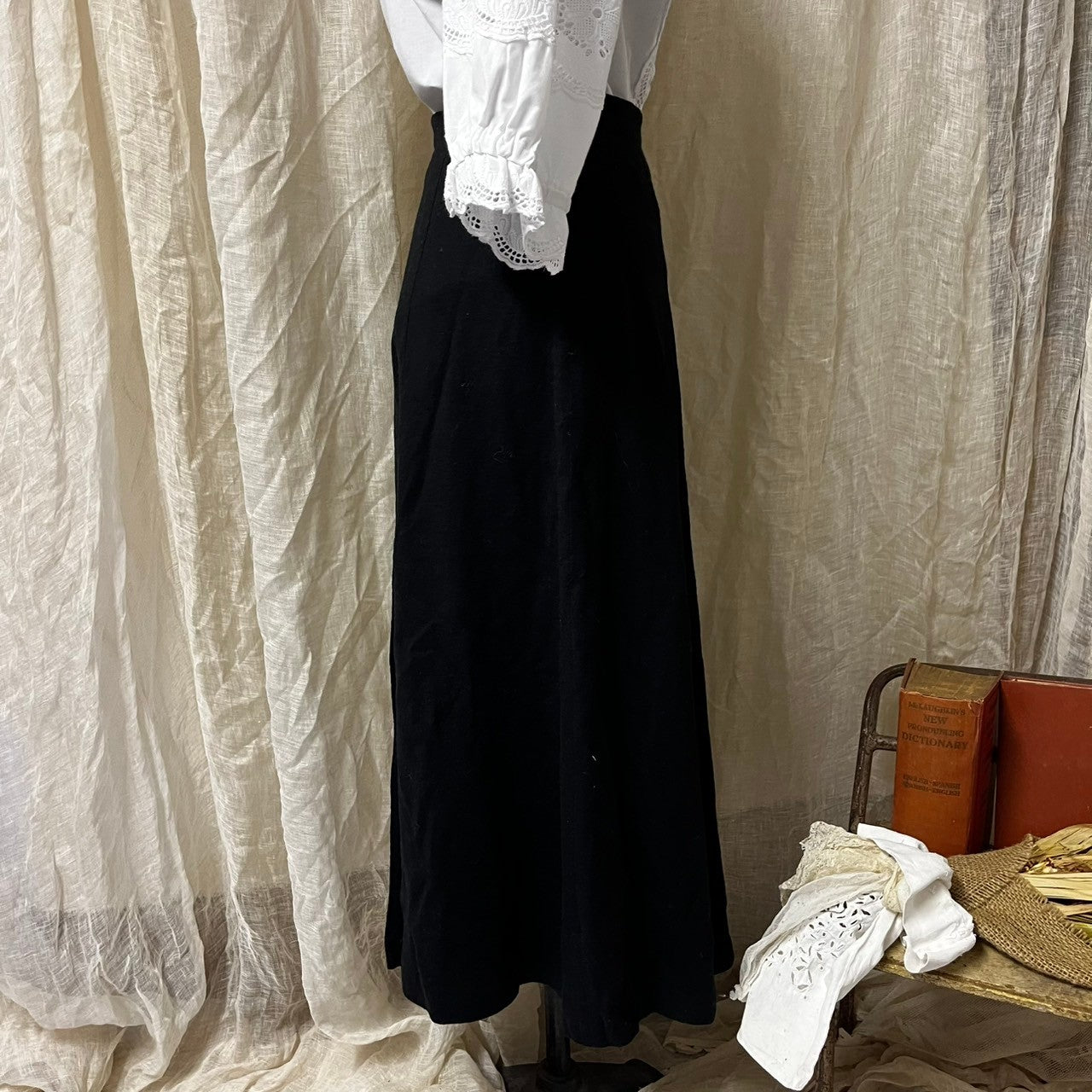 Euro Vintage(ヨーロッパヴィンテージ) Peek_60's~ slit flare wool skirt/スリットフレアウールスカート 38(Mサイズ程度) ブラック