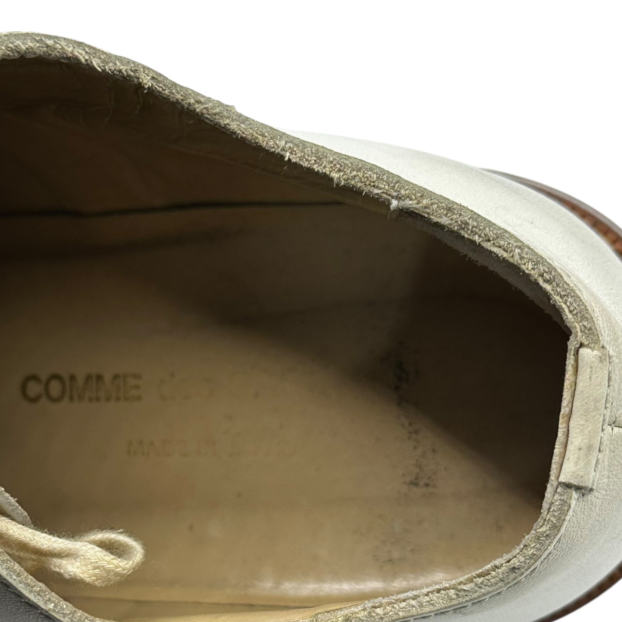 COMME des GARCONS(コムデギャルソン) Lace-up Leather Shoes with Bijoux Embellishment ビジュー装飾 レースアップ レザー シューズ 22.5cm アイボリー×クリア