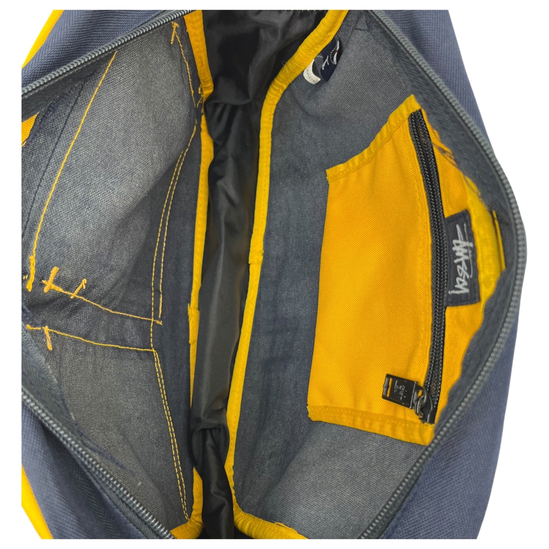 STUSSY(ステューシー) 90's ~ 00's nylon shoulder bag ナイロン ショルダー バッグ ネイビー×イエロー 90年代~ 紺タグ