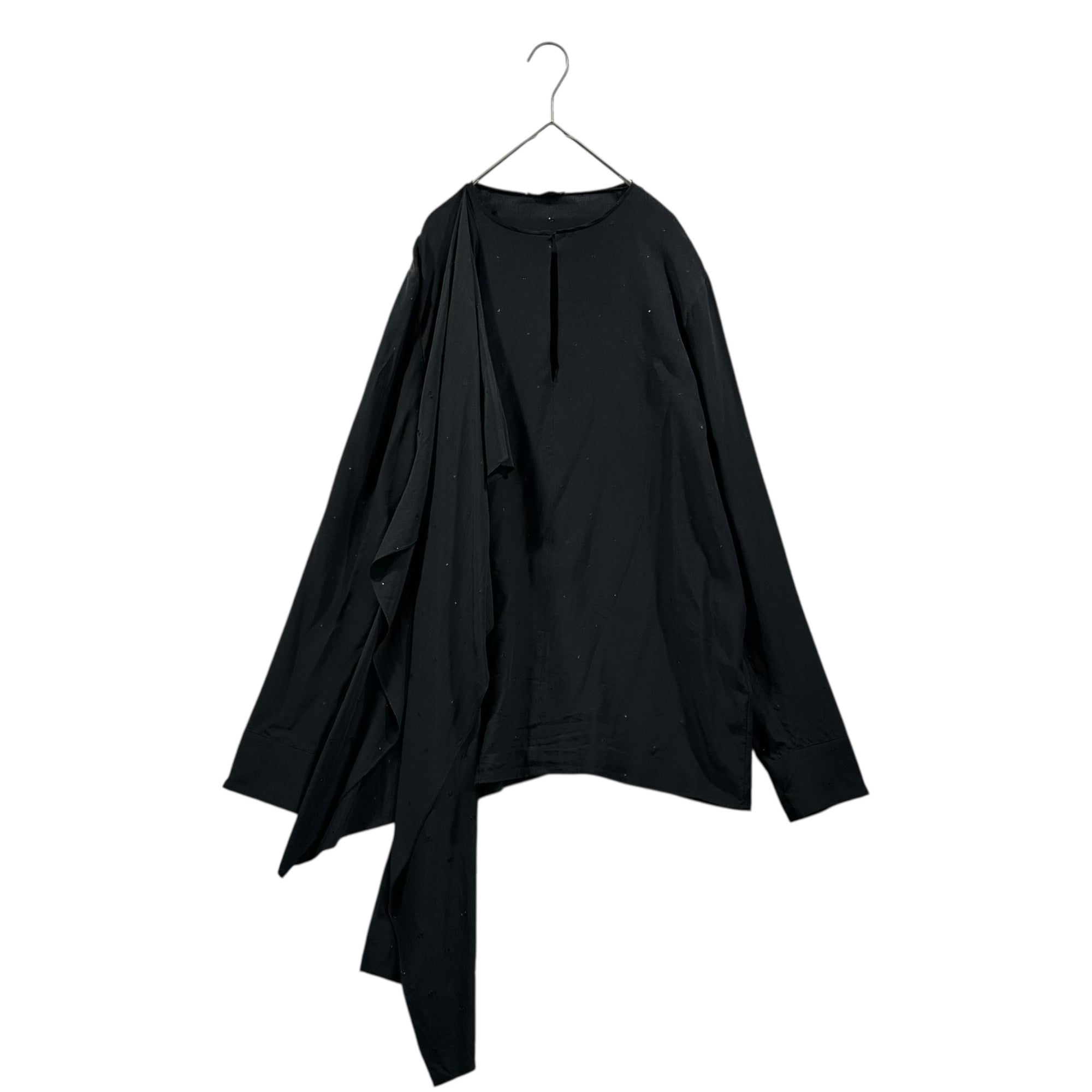 BOTTEGA VENETA(ボッテガヴェネタ) Wide glittery dotted L/S blouse with front embellishment フロント 装飾 ワイド ラメ ドット 長袖 ブラウス 405097 42 ブラック