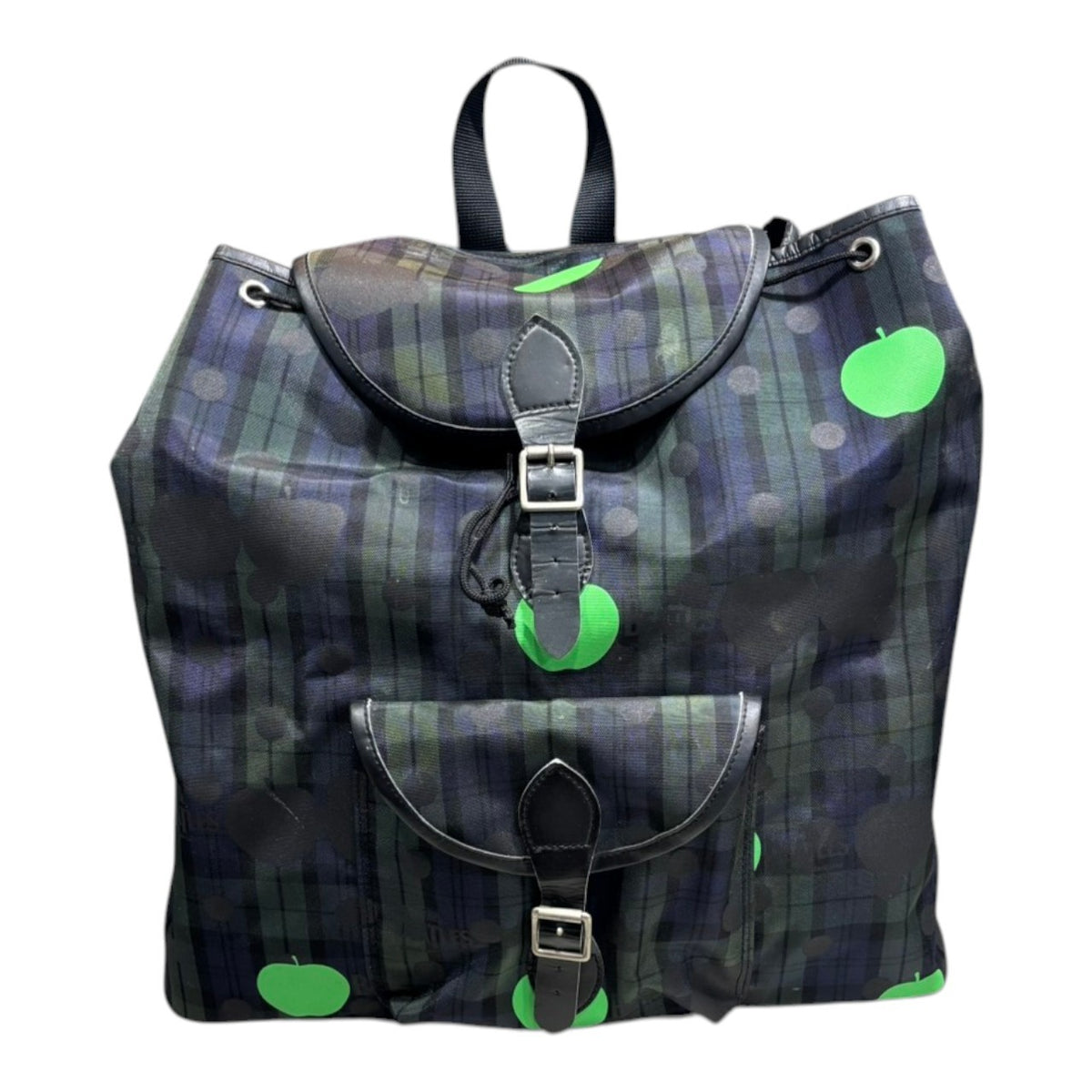 THE BEATLES COMME des GARCONS(ザビートルズコムデギャルソン) The Beatles Green Apple & Check Daypack ザ ビートルズ グリーンアップル & チェック デイパック グリーン×ネイビー