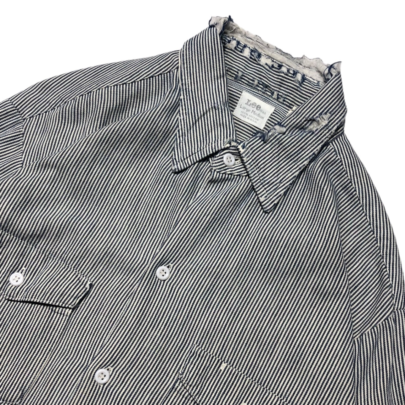 LEE(リー) 60’s ~ 70s hickory work shirt ヒッコリー ワーク シャツ Large Medium ブルー×ホワイト USA製 60年代~70年代