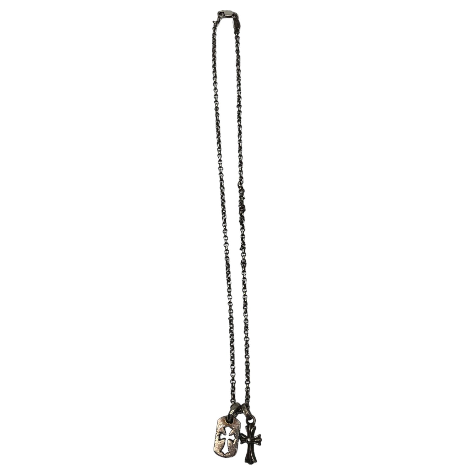 CHROME HEARTS(クロムハーツ) CUTOUT CROSS DOG TAG & BABY FAT ROLL CHAIN NECKLACE カットアウト クロス ドックタグ & ベイビー ファット ロール チェーン ネックレス シルバー クロムハーツ東京 インボイス付