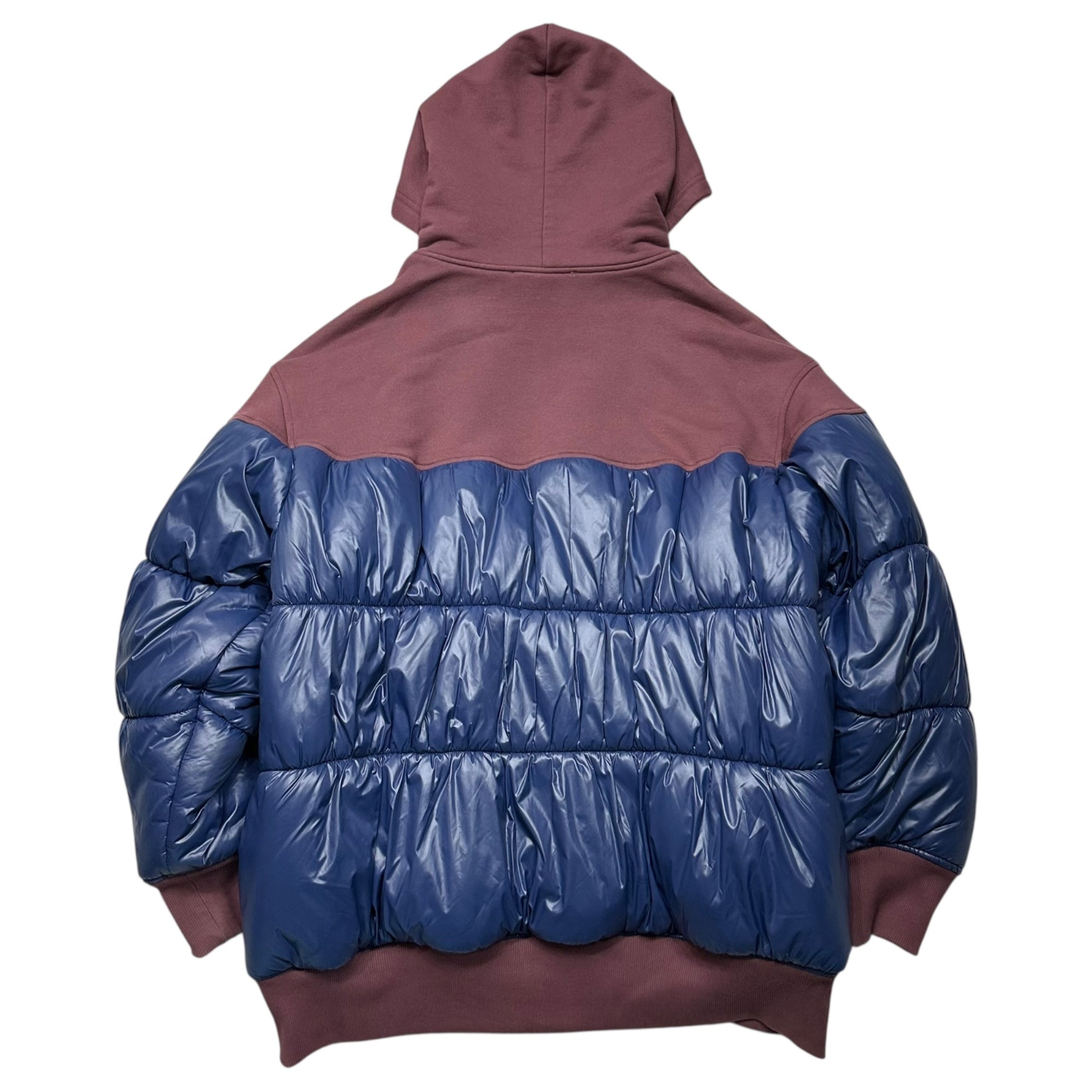 TELFAR(テルファー) Insulated Docking Zip-Up Hoodie 中綿 ドッキング ジップアップ パーカー フーディ fw20-pf-03-0xbl FREE バーガンディ×ブルー